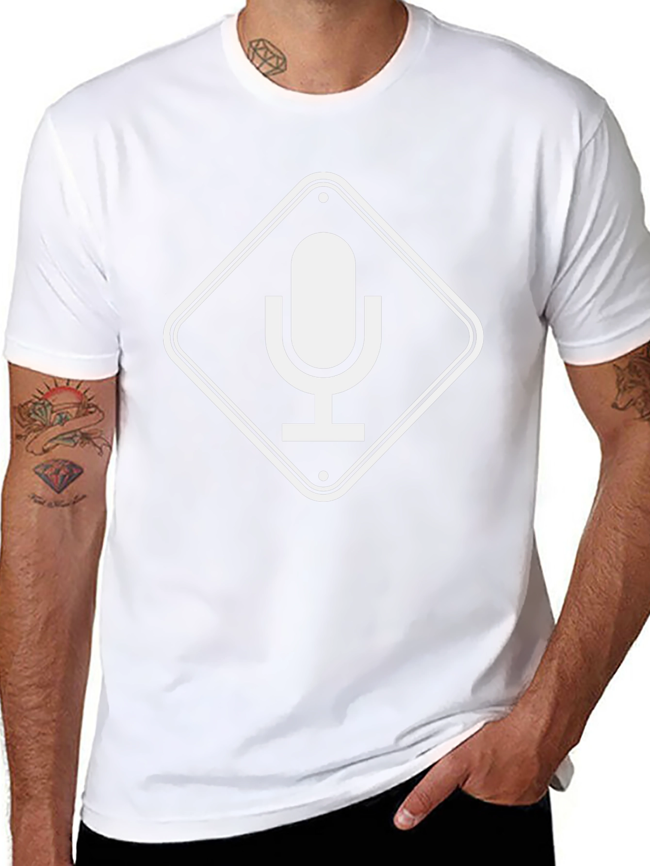 Podcast Microphone Graphic Tee - Black