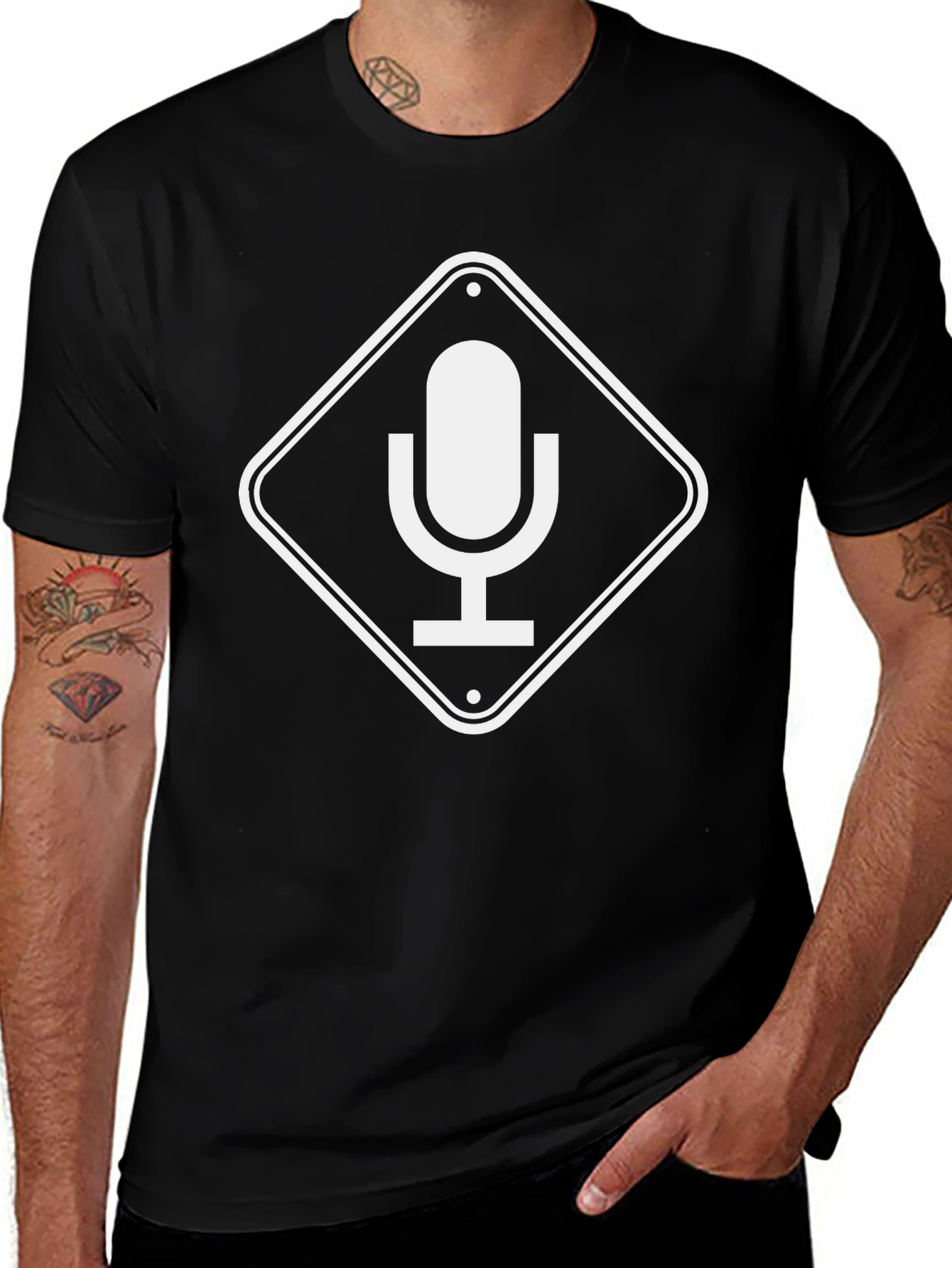 Podcast Microphone Graphic Tee - Black
