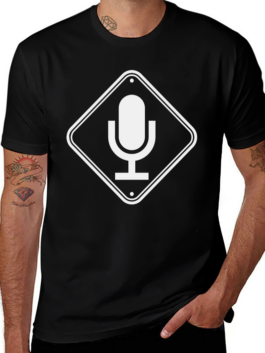 Podcast Microphone Graphic Tee - Black