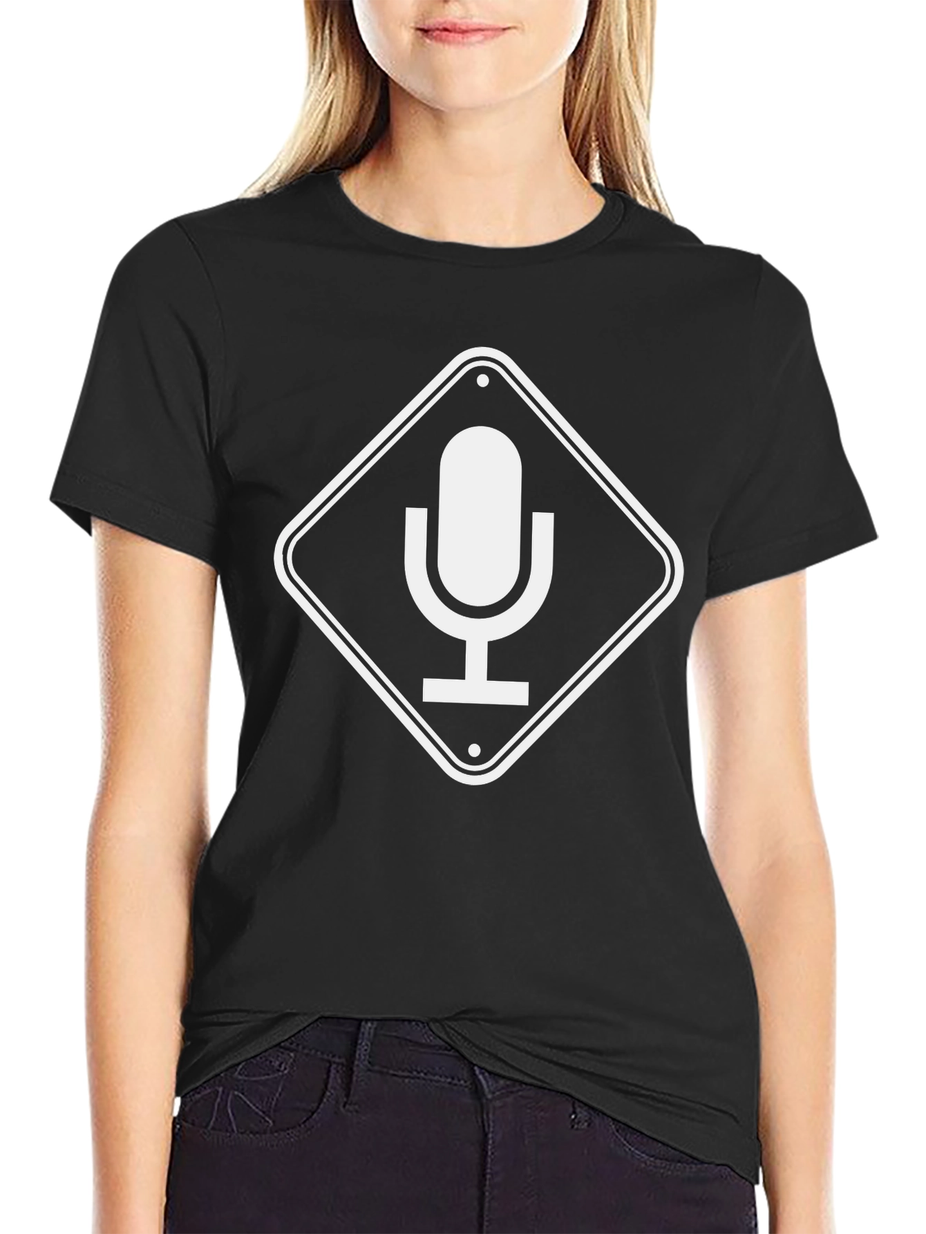 Podcast Microphone Graphic Tee - Black