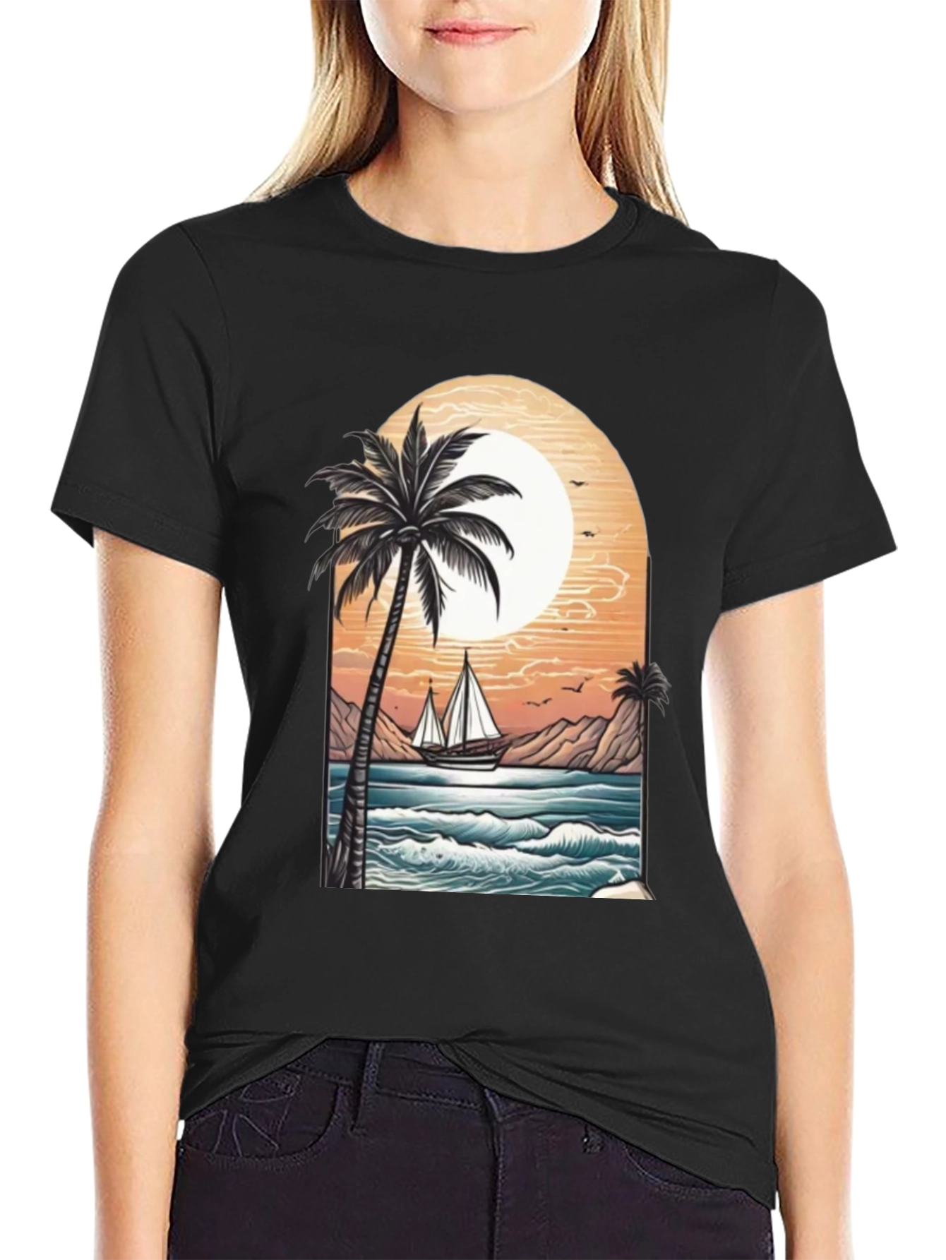 Tropical Paradise Graphic Tee - Black