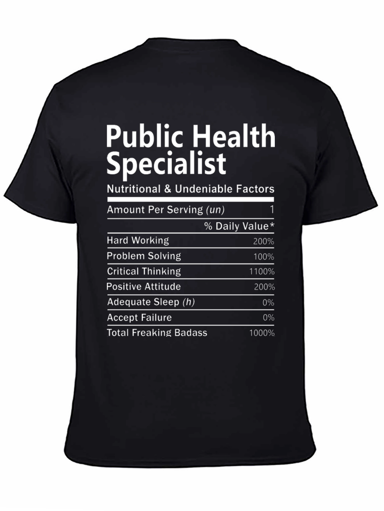 Public Health Specialist Nutrition Facts T-Shirt