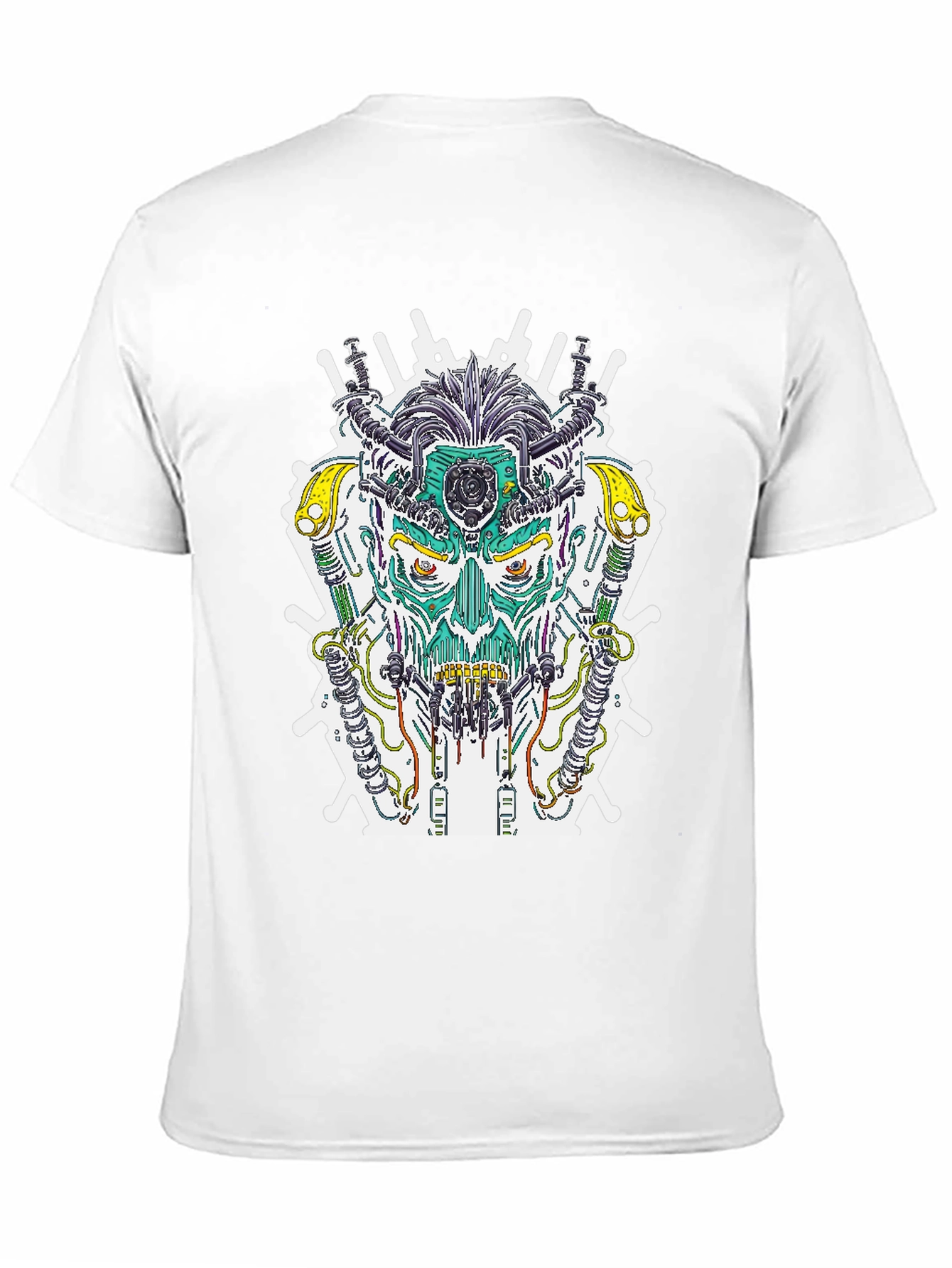 Cyberpunk Skull Graphic Tee - Sci-Fi Style T-Shirt
