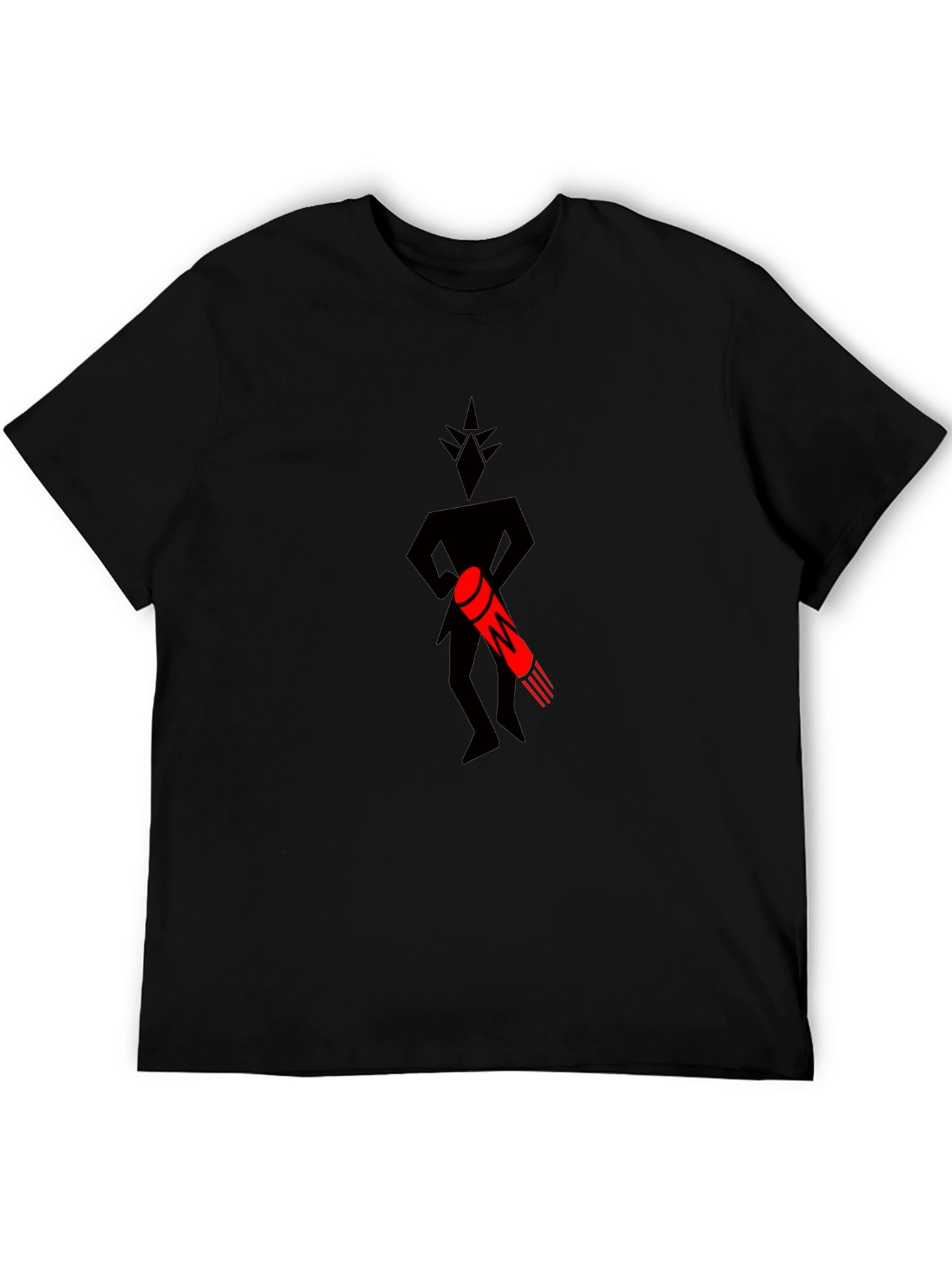 Graphic Print Tee: Black T-Shirt with Figure Design