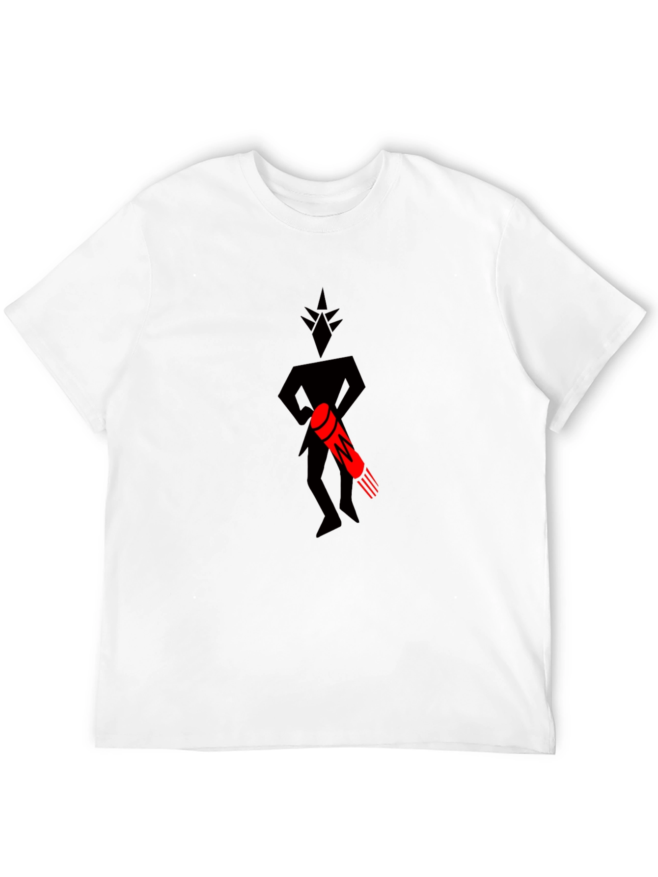 Graphic Print Tee: Black T-Shirt with Figure Design