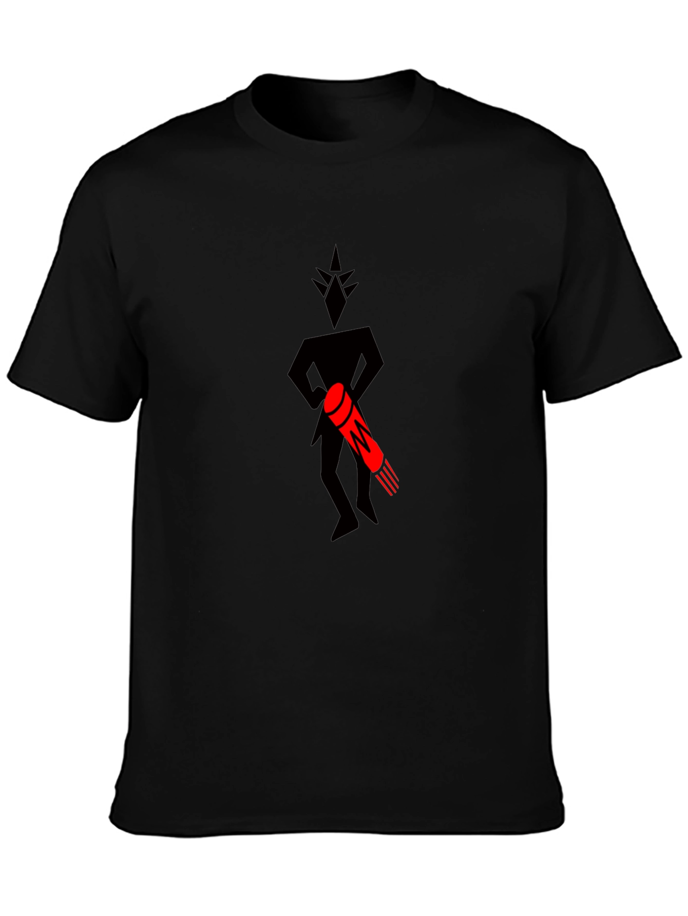 Graphic Print Tee: Black T-Shirt with Figure Design