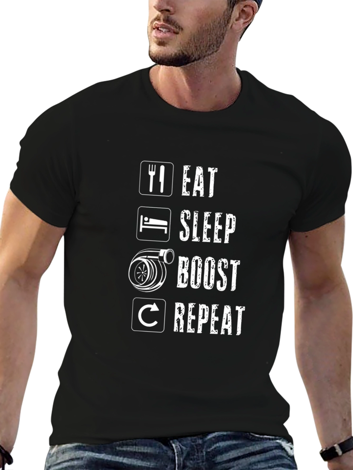Eat Sleep Boost Repeat Black T-Shirt