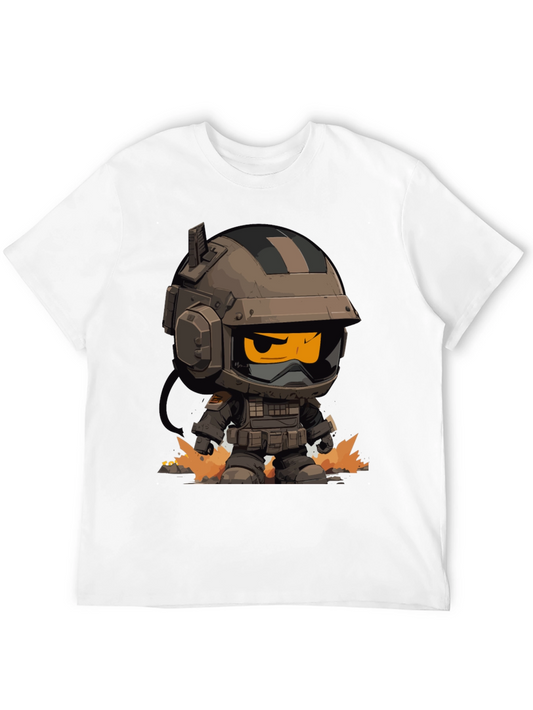 Cartoon Soldier Graphic Tee - Black