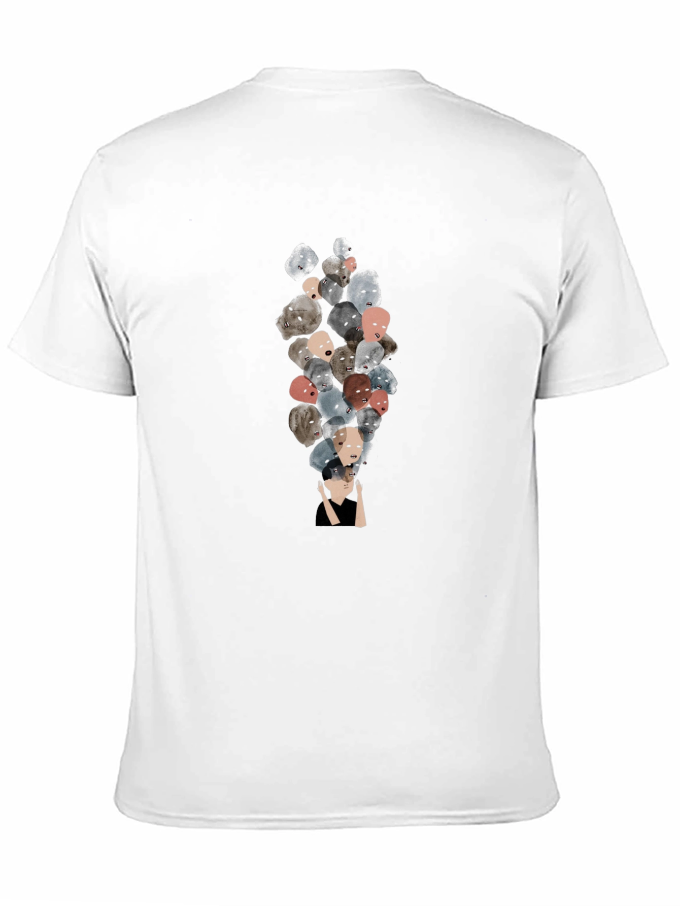 Unique Faces Graphic Print Black T-Shirt