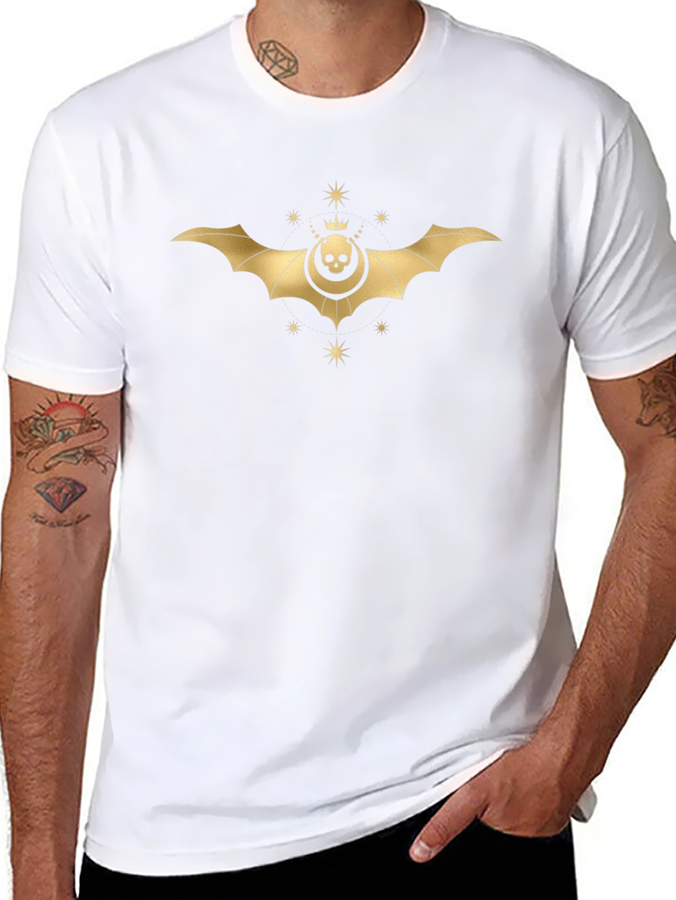 Skull Bat Graphic Tee - Mens Black T-Shirt