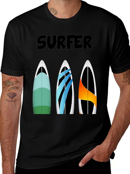 Surfer T-Shirt with Surfboard Design