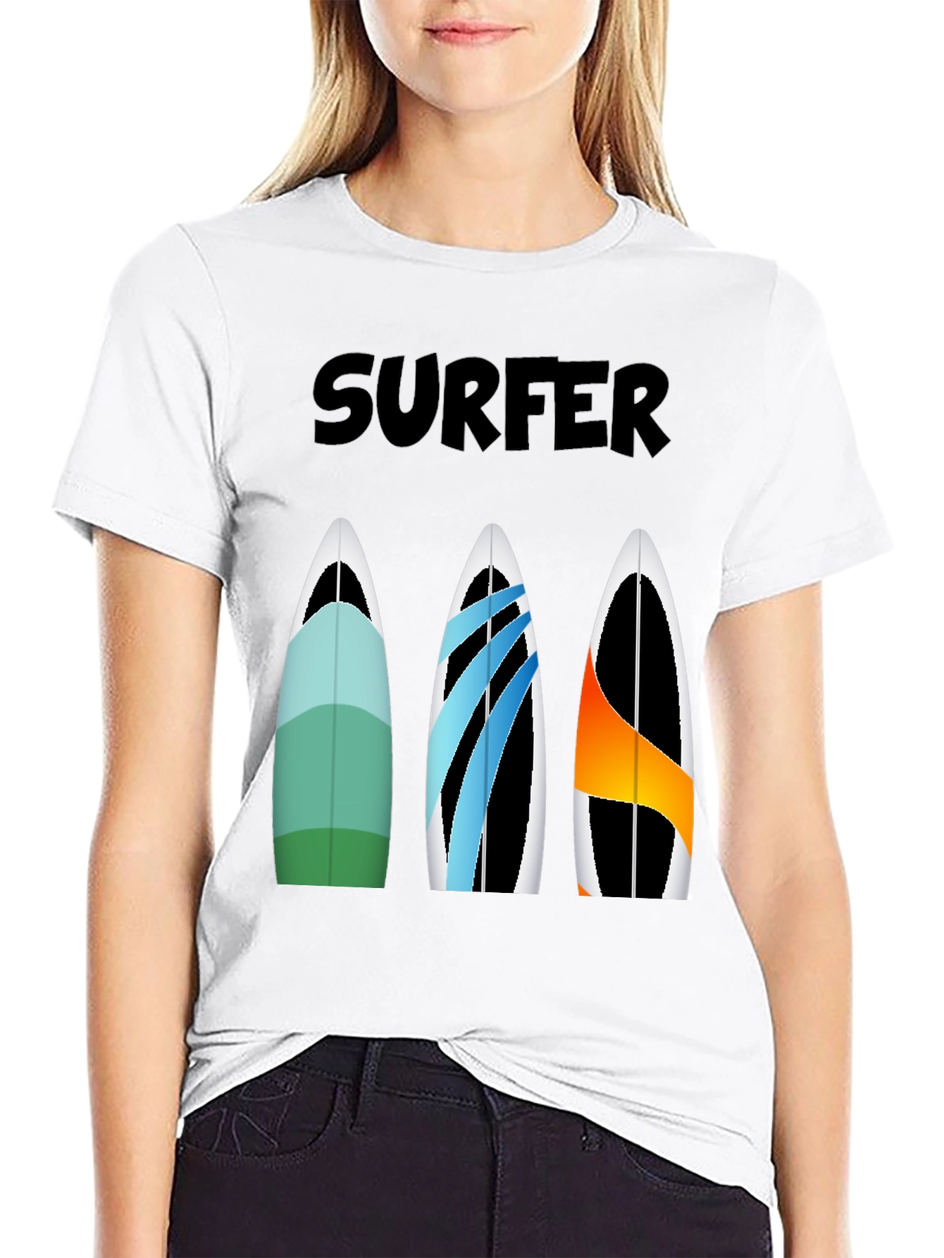 Surfer T-Shirt with Surfboard Design