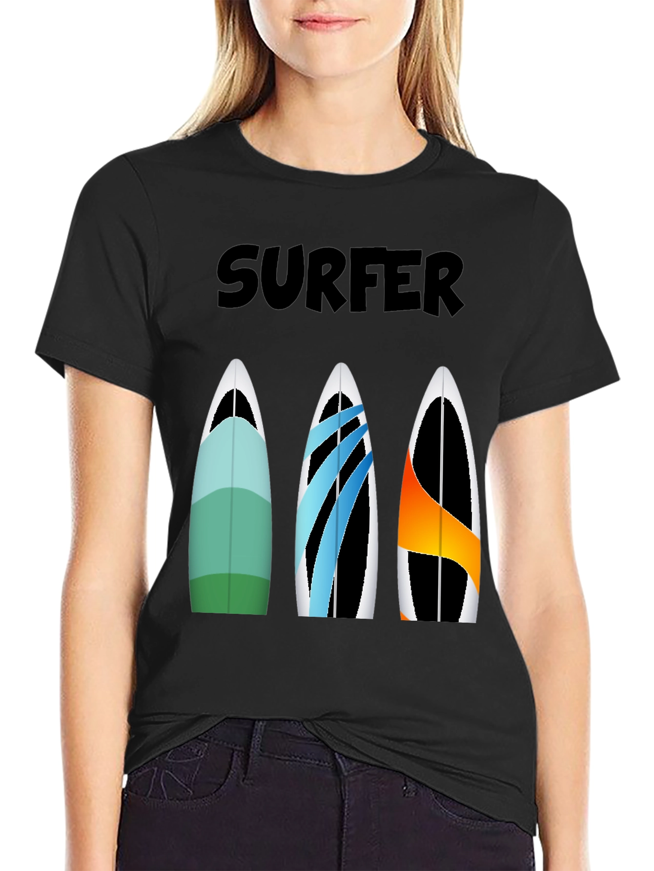 Surfer T-Shirt with Surfboard Design