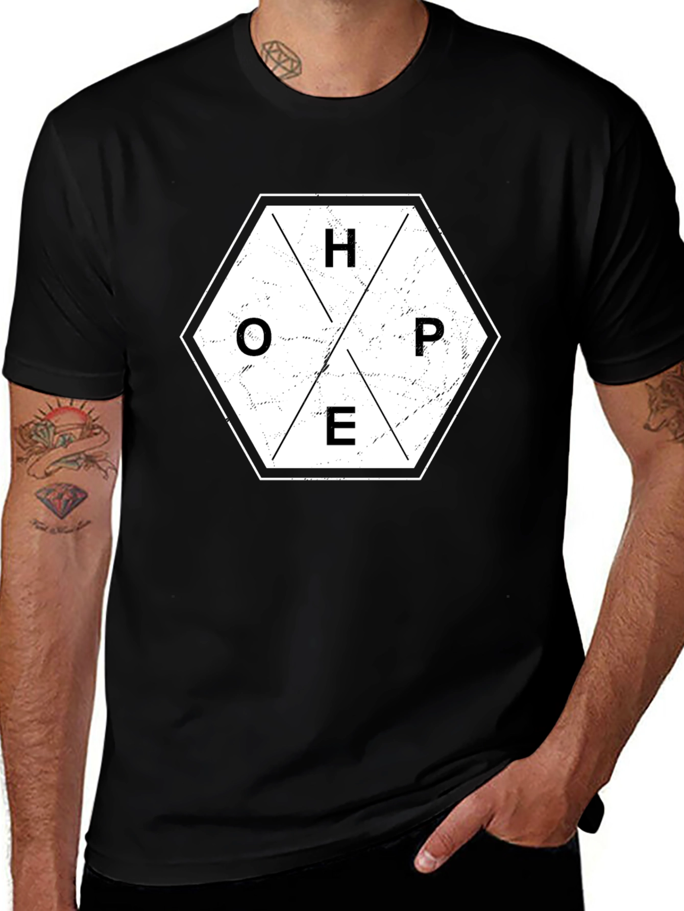 HOPE Graphic Tee - Black Hexagon T-Shirt