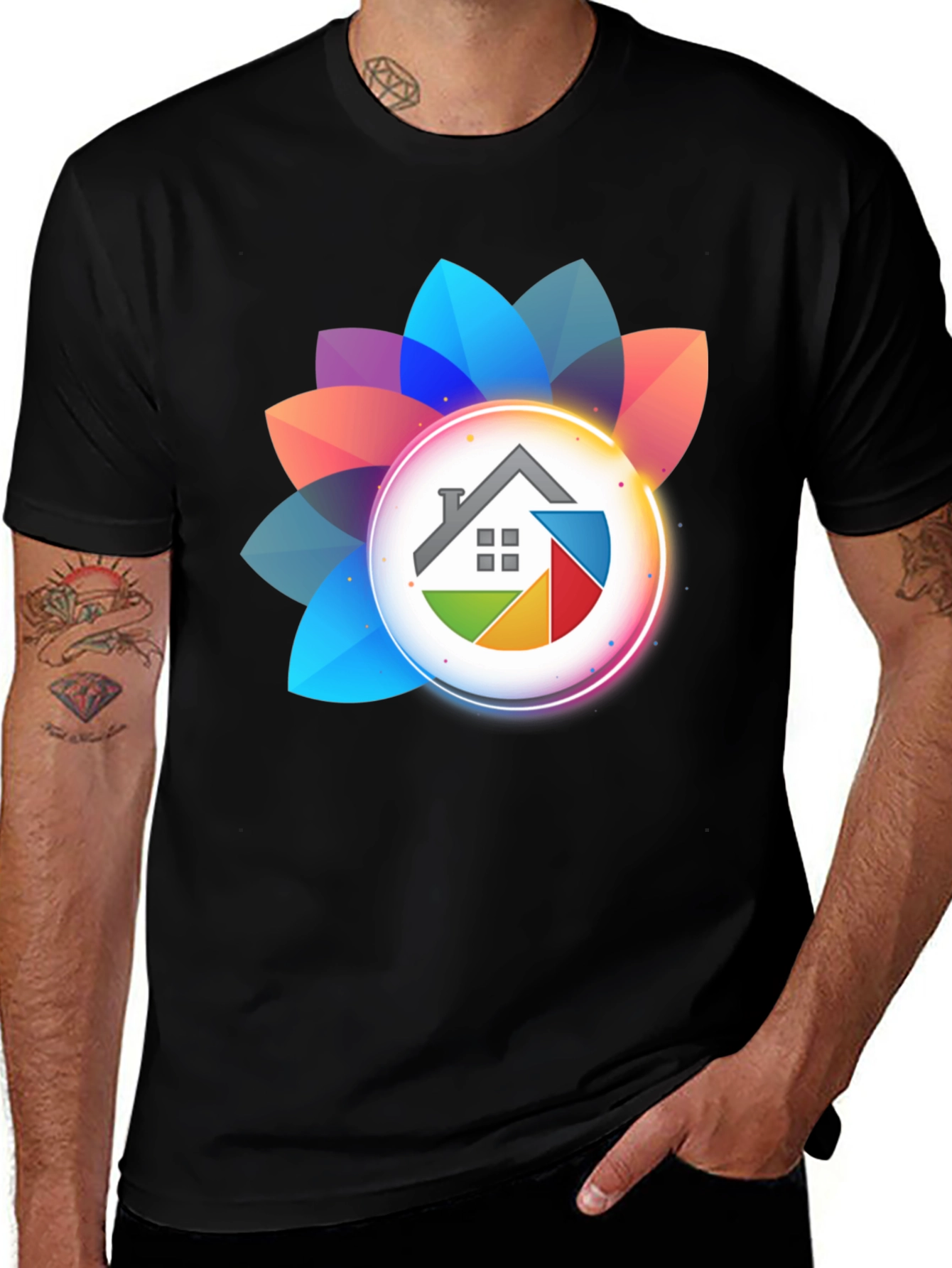 Modern House Logo Black T-Shirt