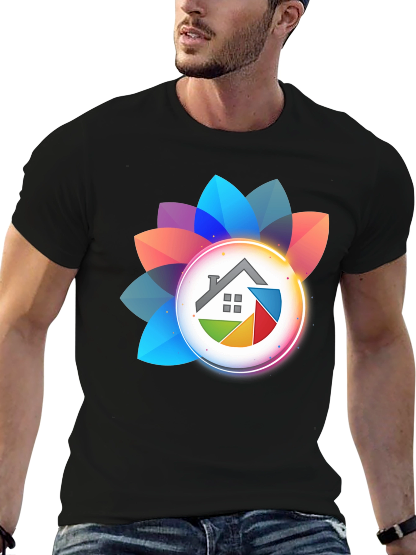 Modern House Logo Black T-Shirt