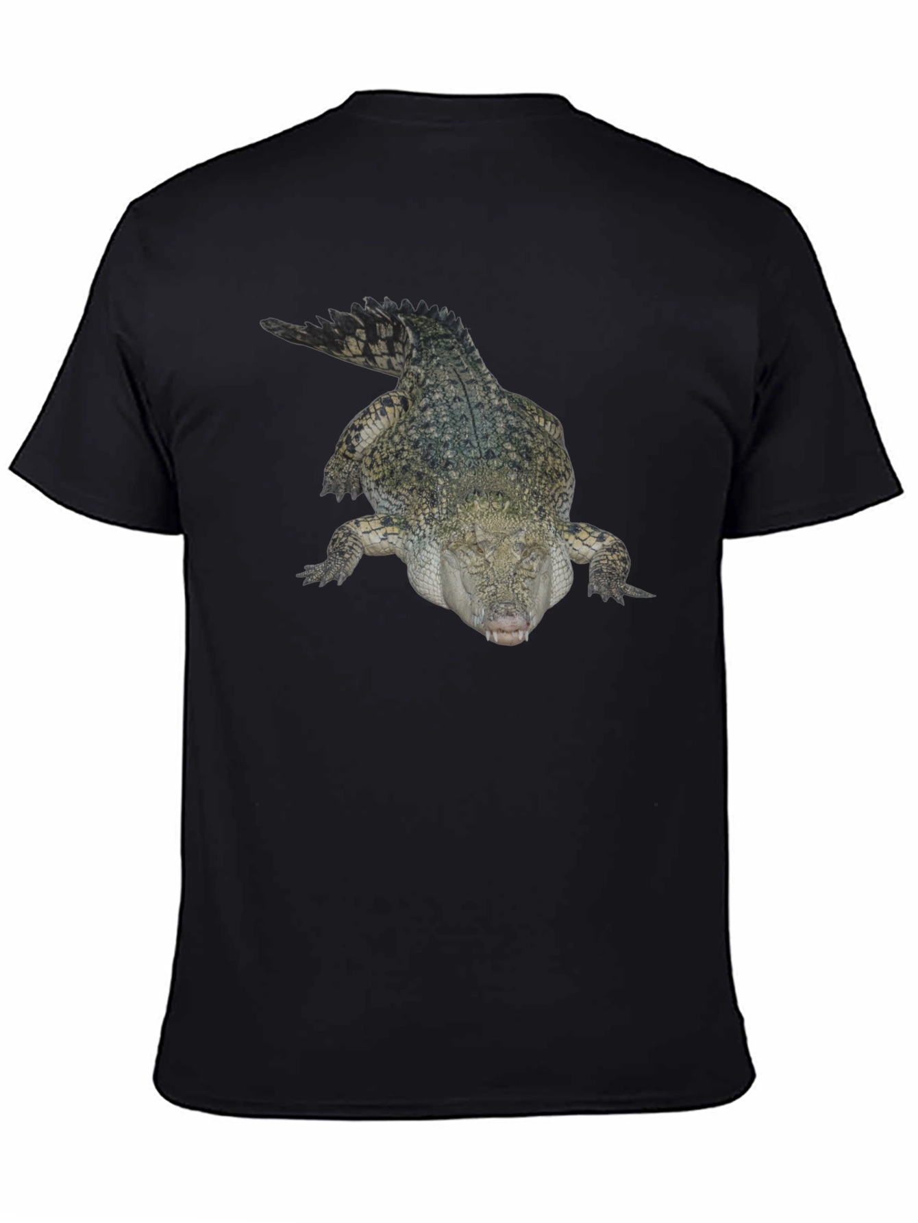 Crocodile Print T-Shirt - Black Cotton Tee