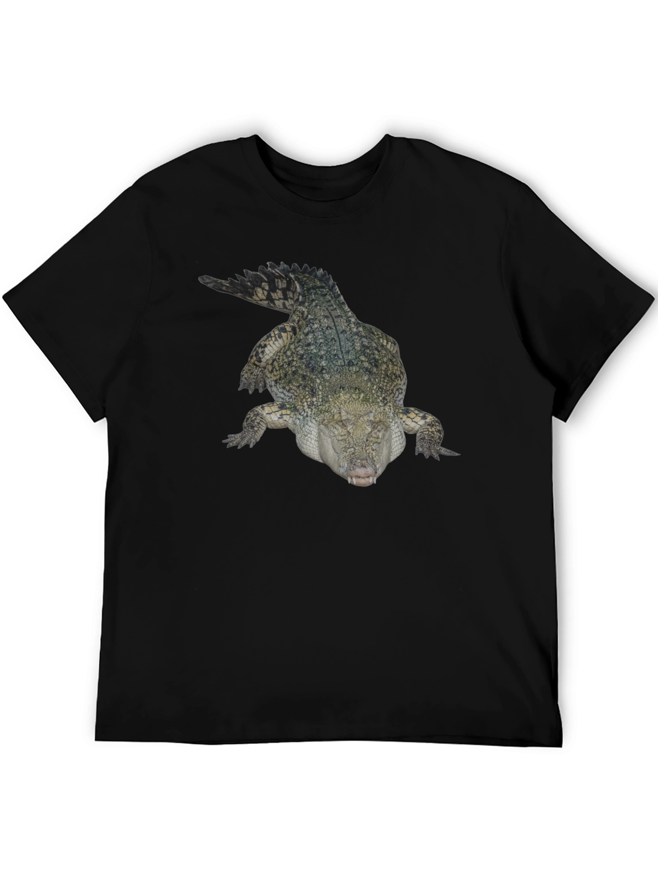 Crocodile Print T-Shirt - Black Cotton Tee