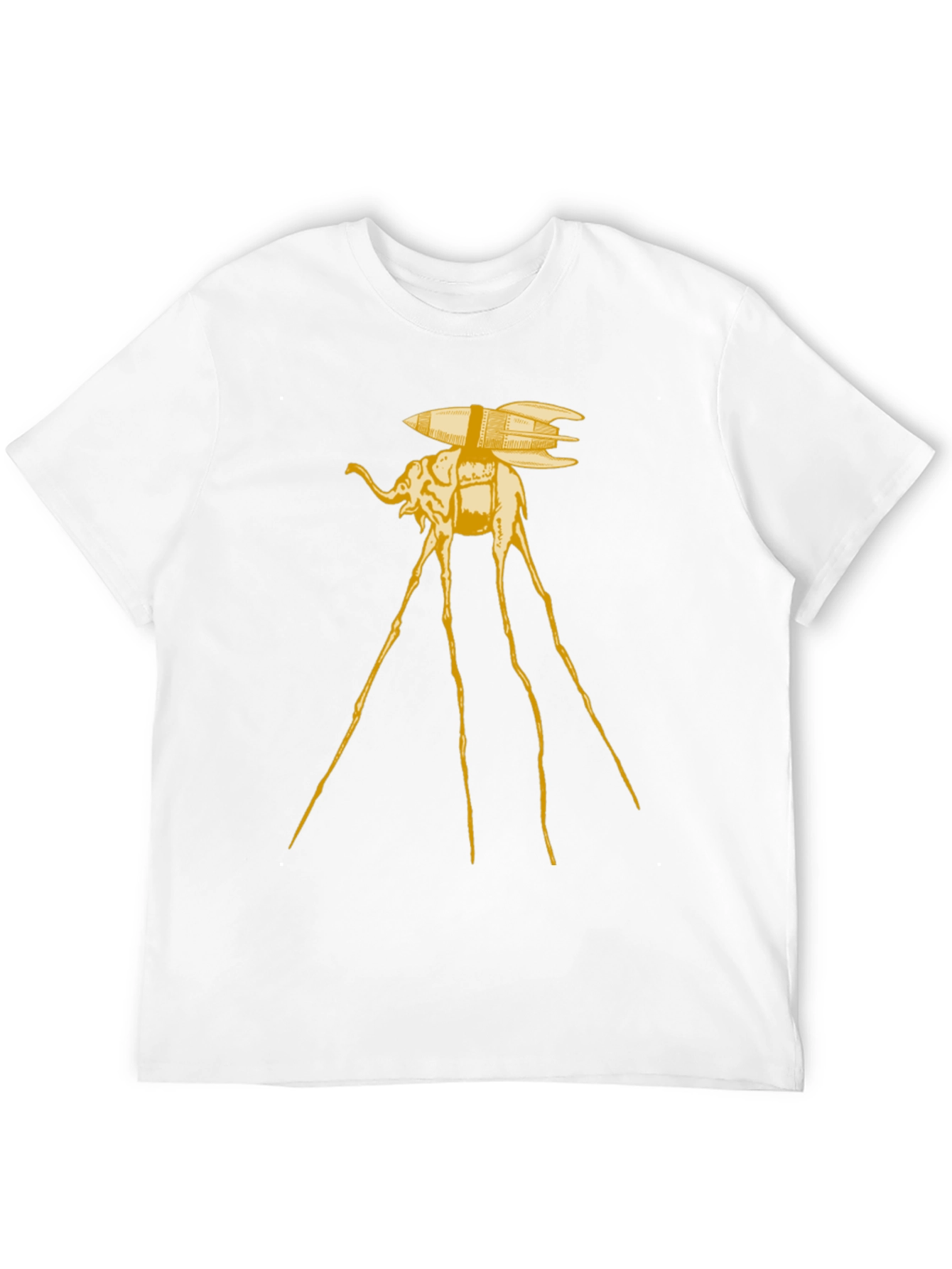 Surreal Elephant Rocket T-Shirt - Artistic Black Tee