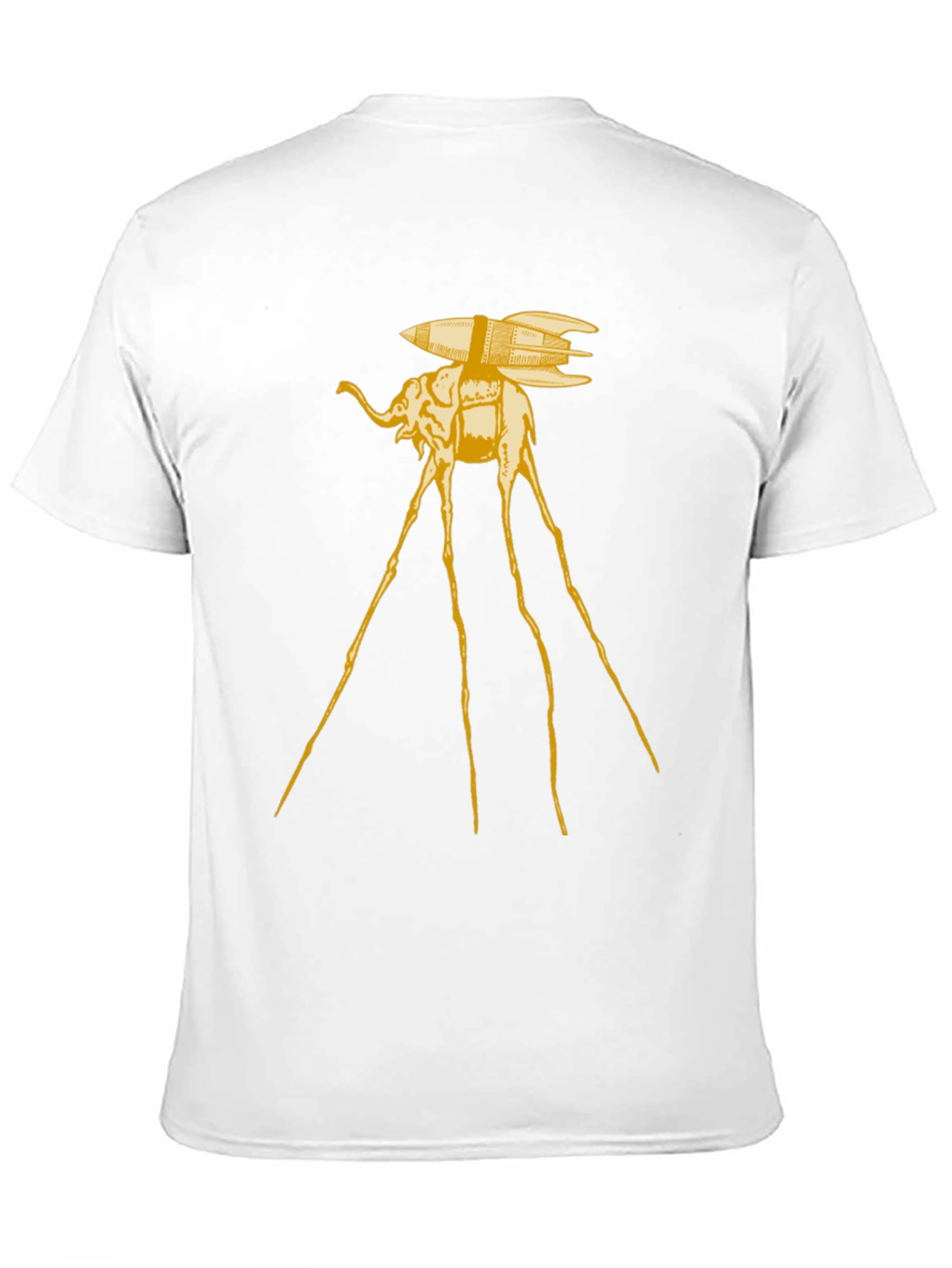 Surreal Elephant Rocket T-Shirt - Artistic Black Tee
