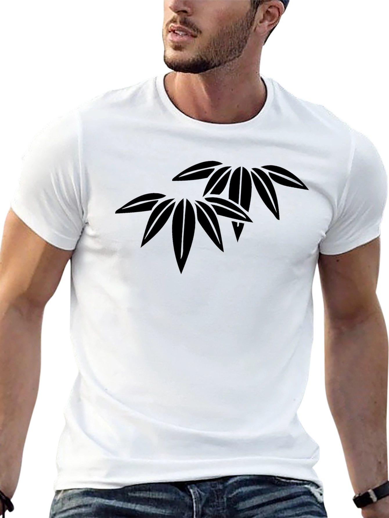 Stylish Black T-Shirt with Leaf Graphic