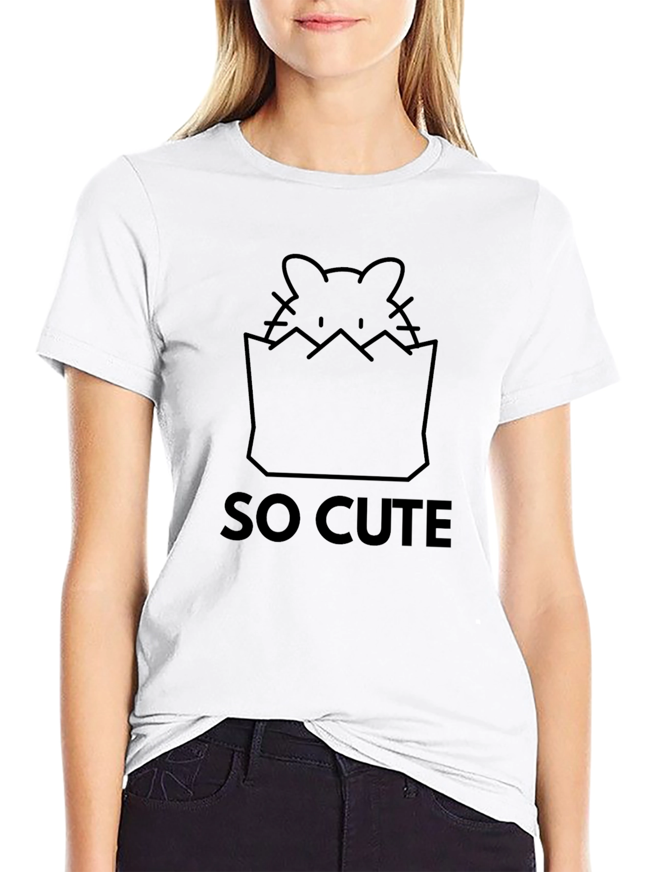 So Cute Kitten Graphic Tee - Black