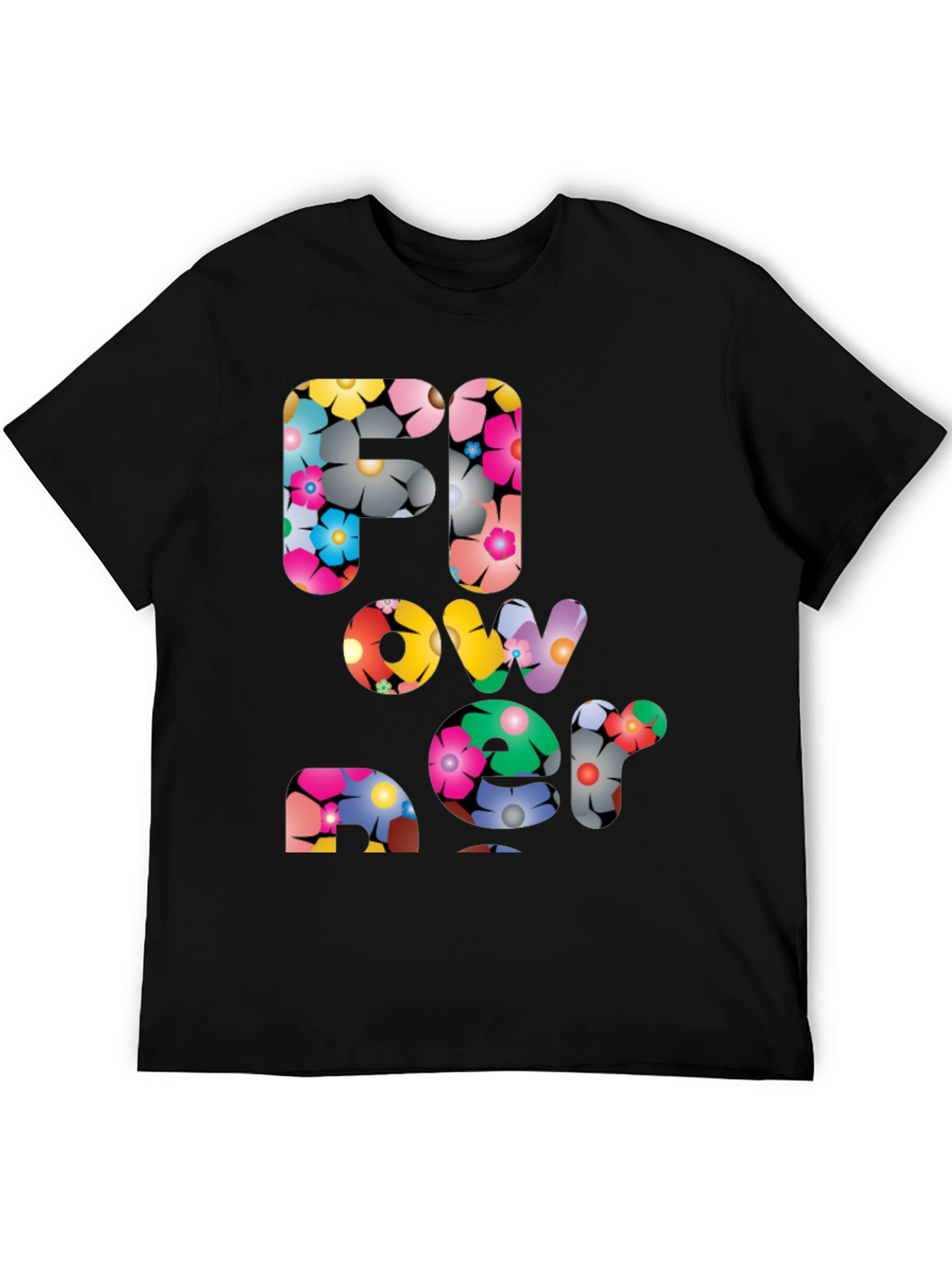 Floral Print Graphic Tee - Black