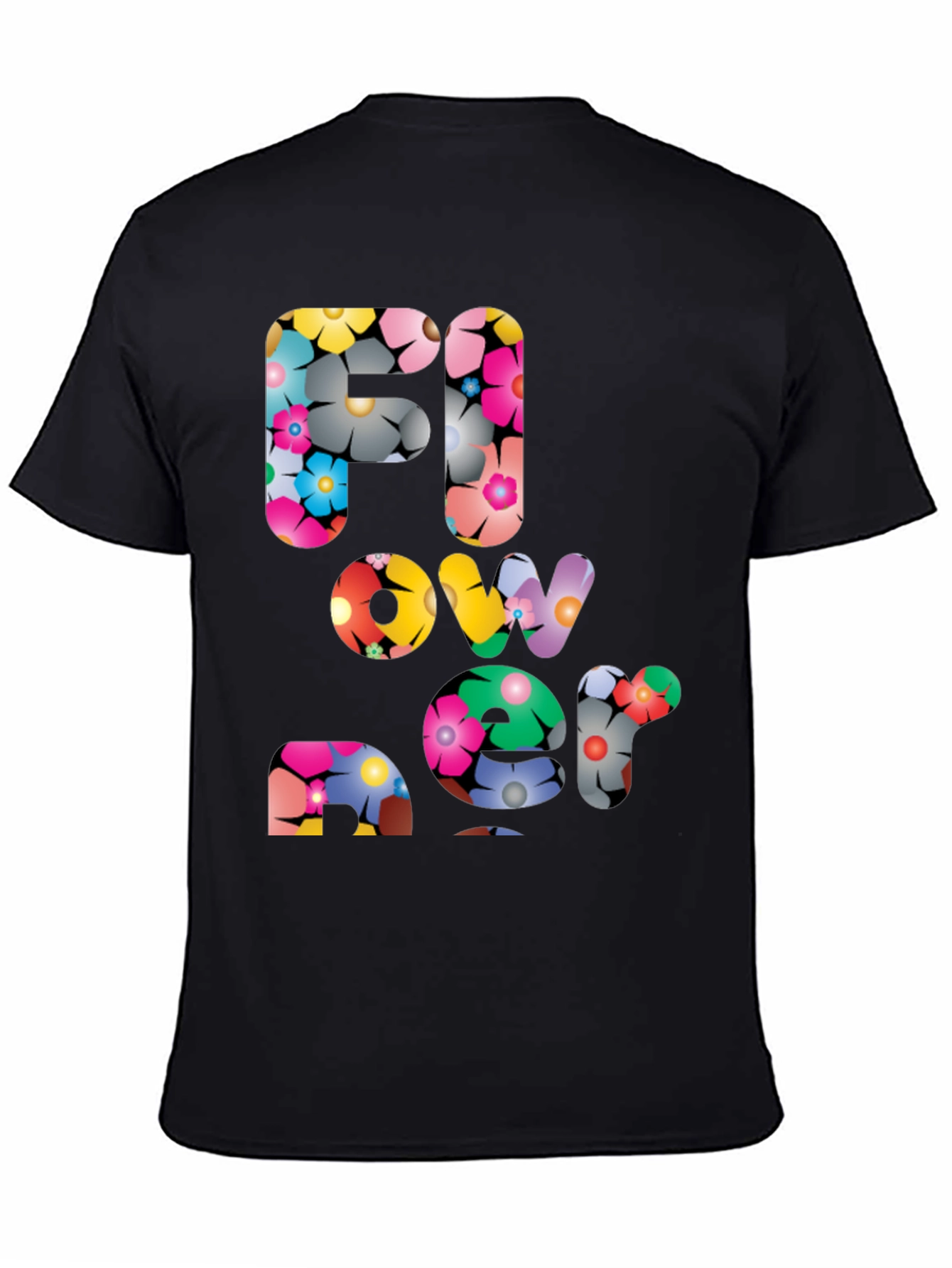 Floral Print Graphic Tee - Black