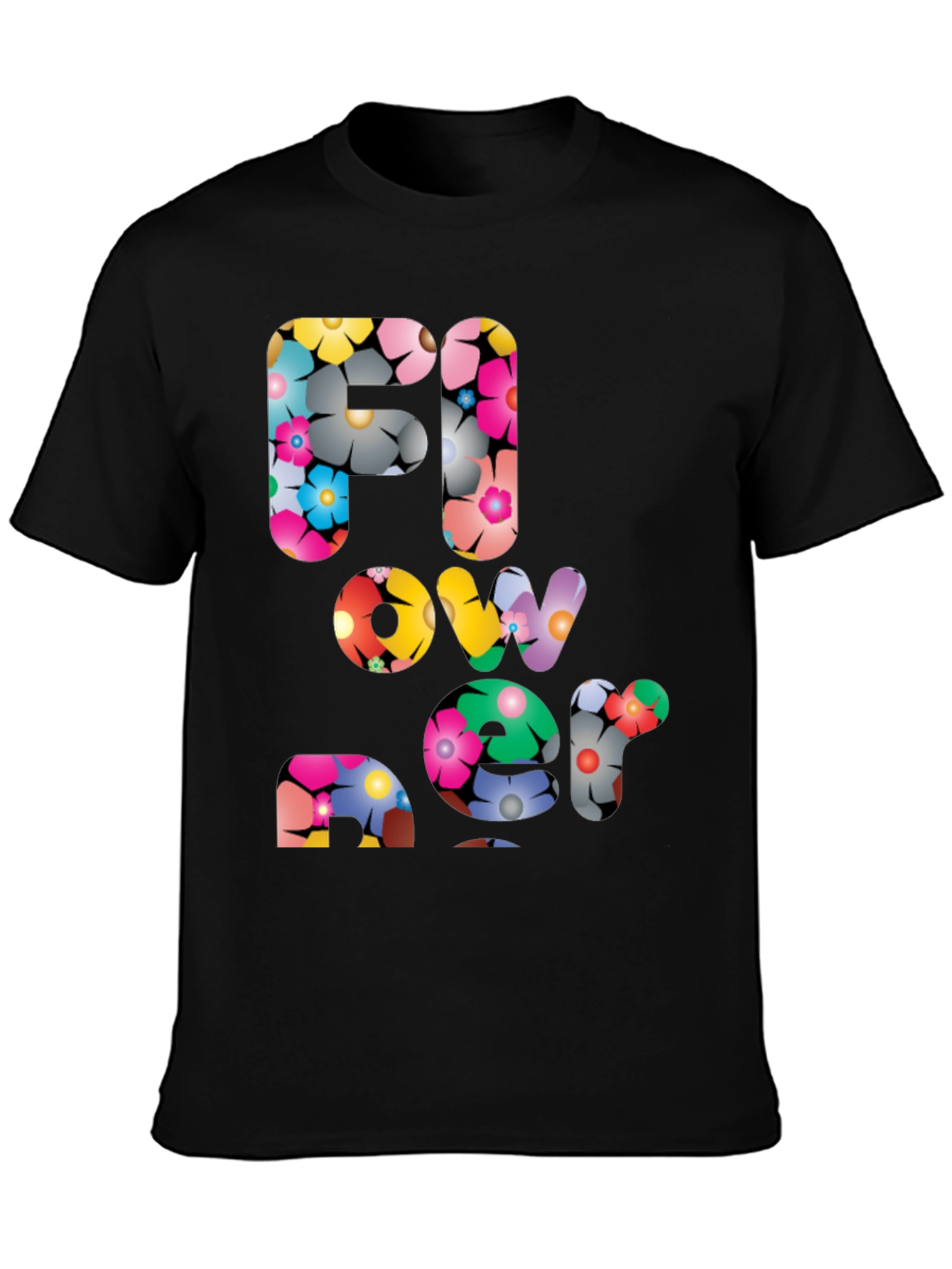 Floral Print Graphic Tee - Black