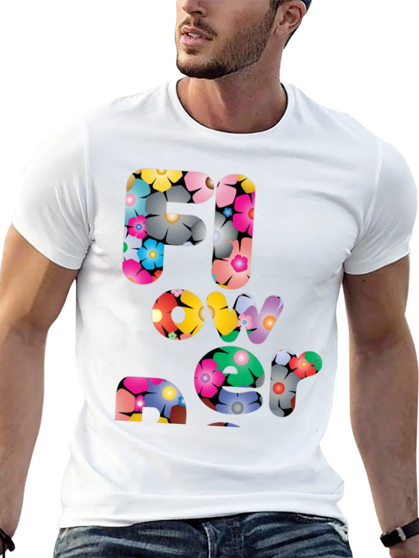 Floral Print Graphic Tee - Black