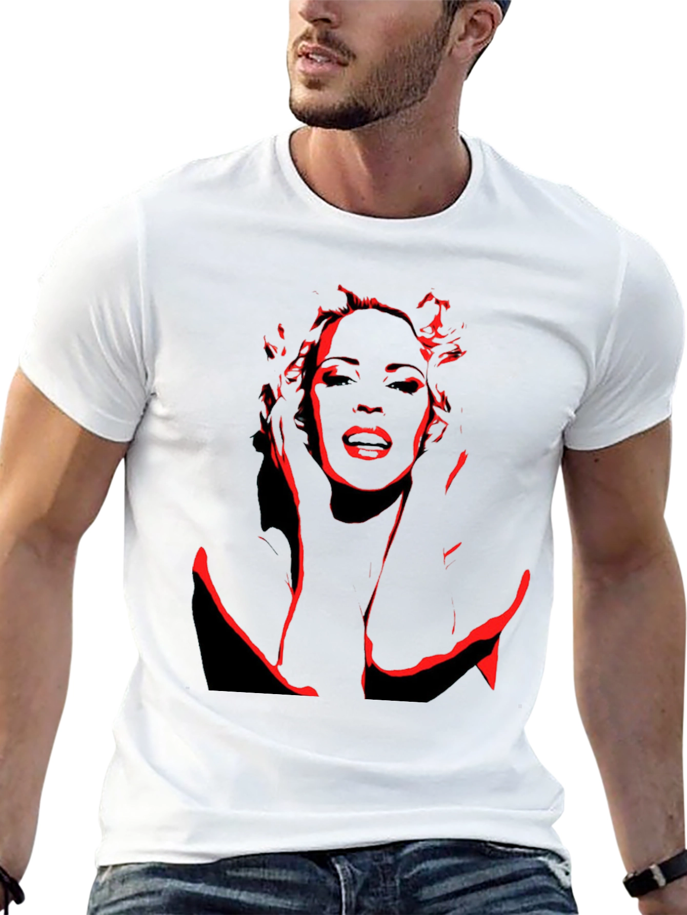 Red Silhouette Graphic Black T-Shirt