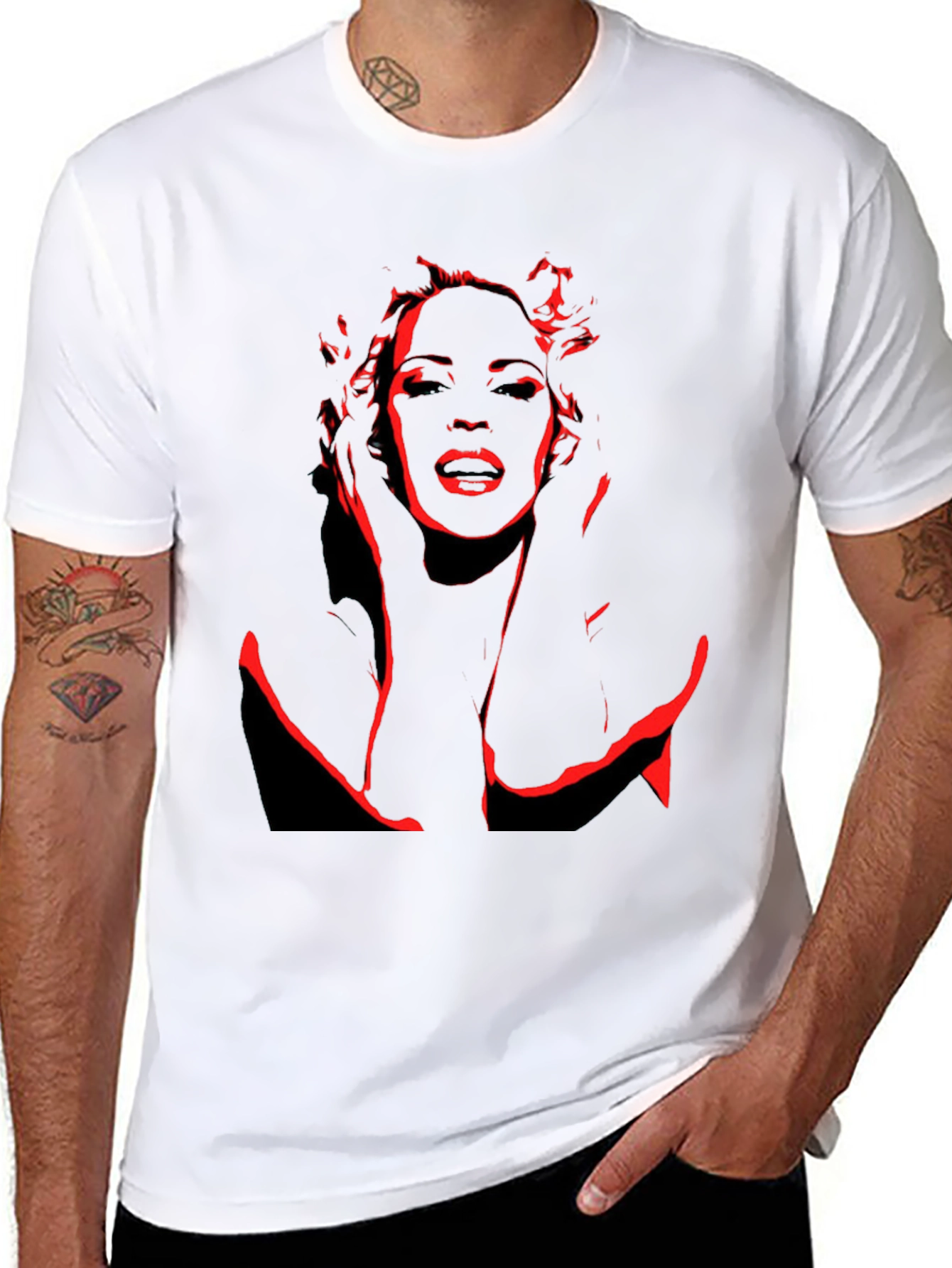 Red Silhouette Graphic Black T-Shirt