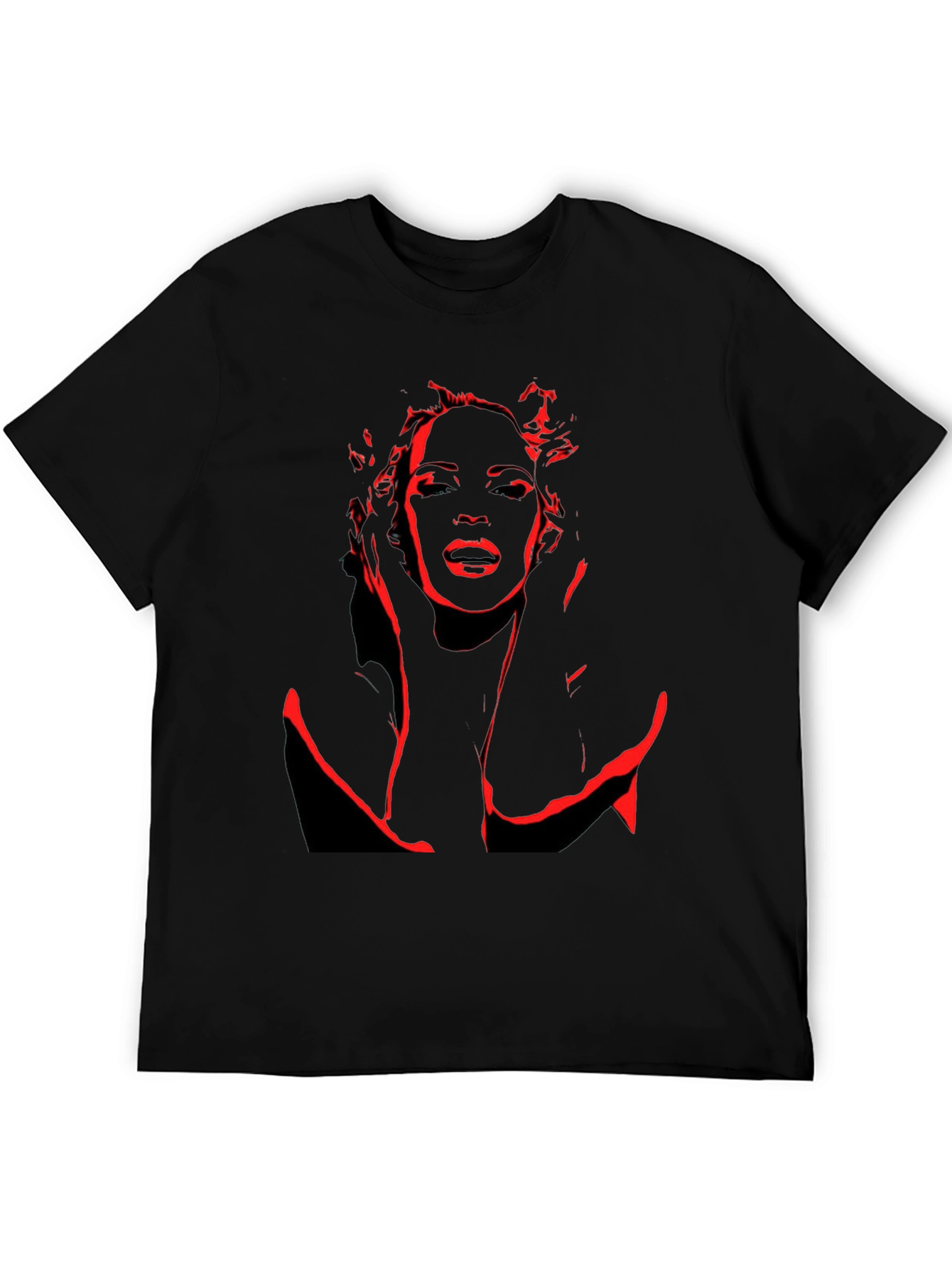 Red Silhouette Graphic Black T-Shirt
