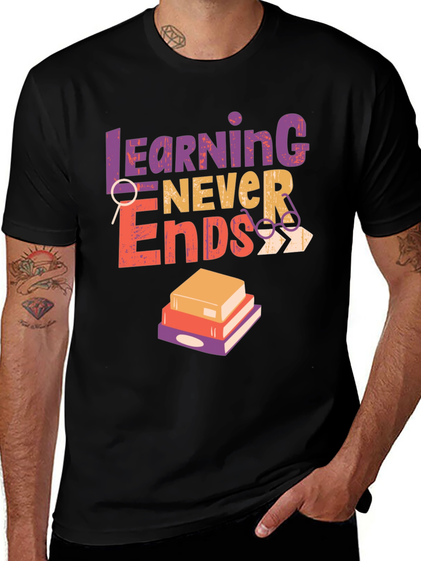 Learning Never Ends Graphic T-Shirt