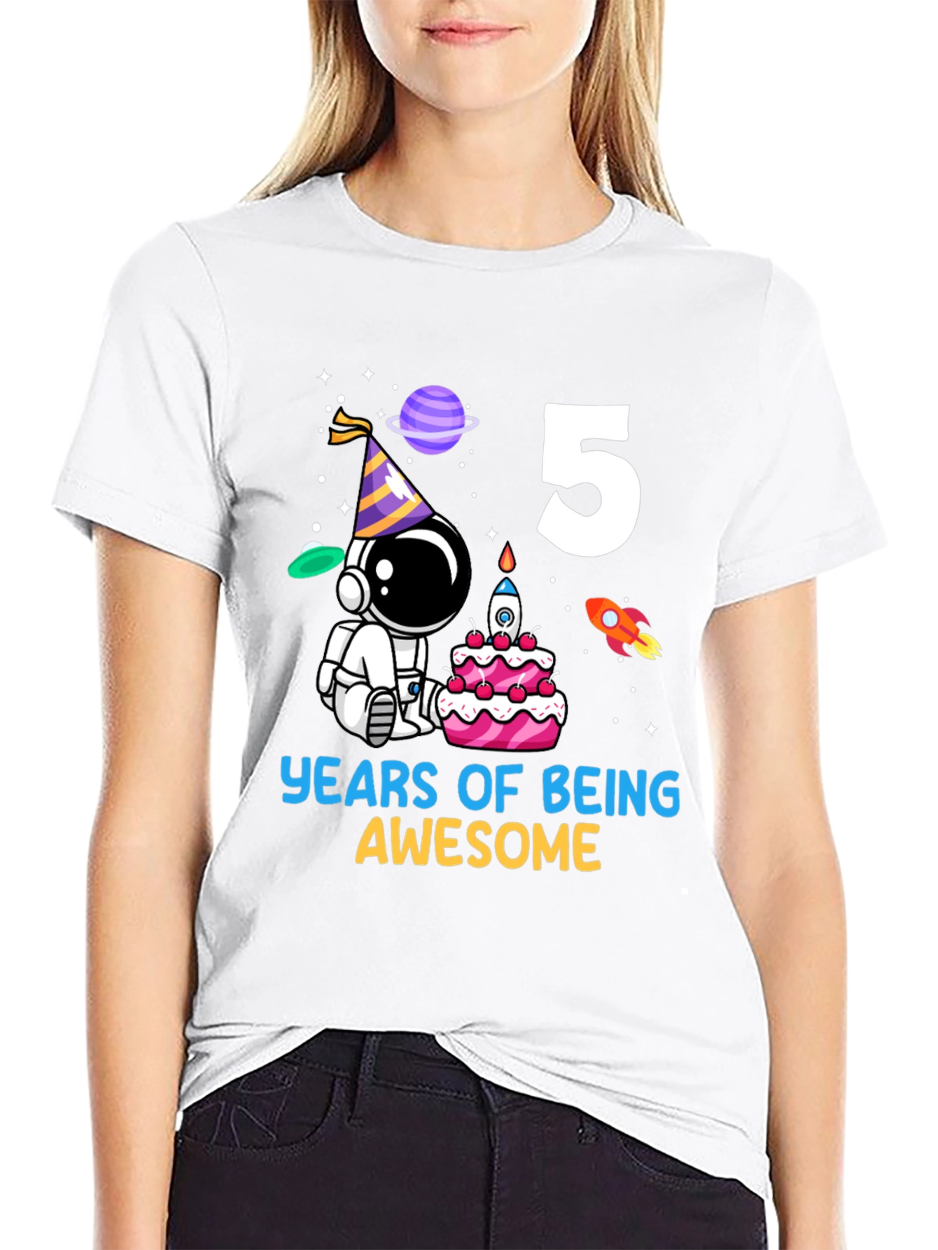 Kids 5th Birthday Astronaut T-Shirt