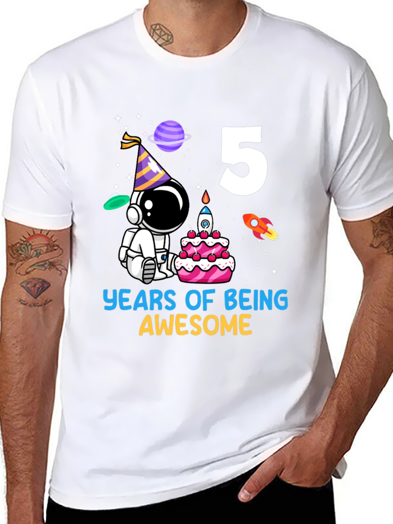 Kids 5th Birthday Astronaut T-Shirt