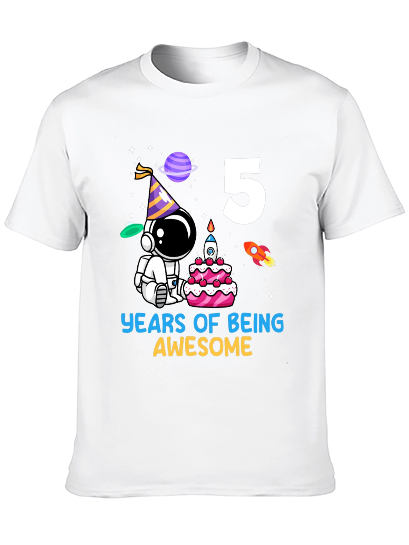 Kids 5th Birthday Astronaut T-Shirt