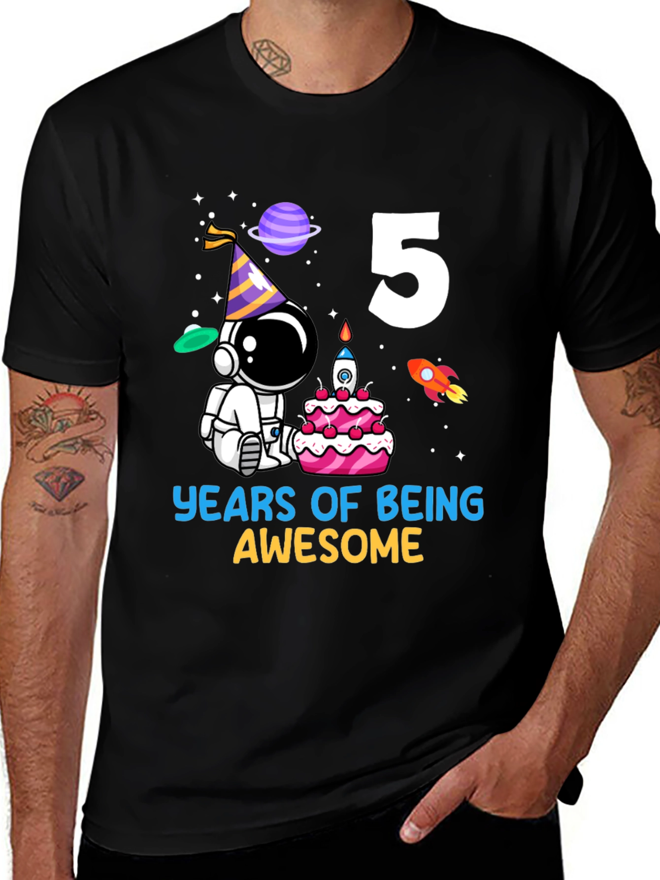 Kids 5th Birthday Astronaut T-Shirt