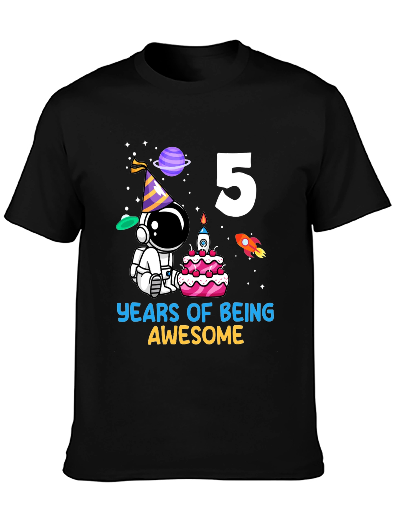Kids 5th Birthday Astronaut T-Shirt
