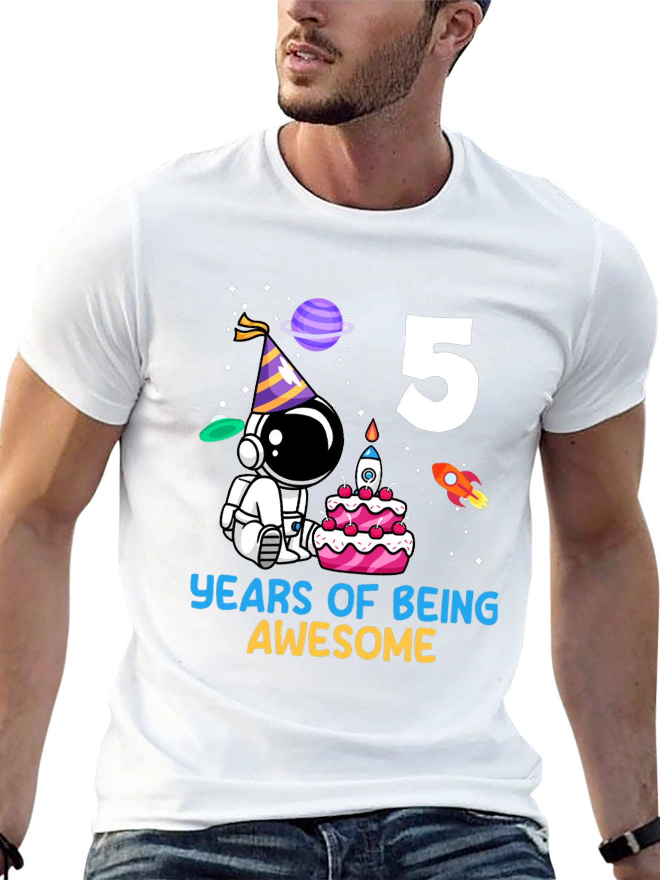 Kids 5th Birthday Astronaut T-Shirt