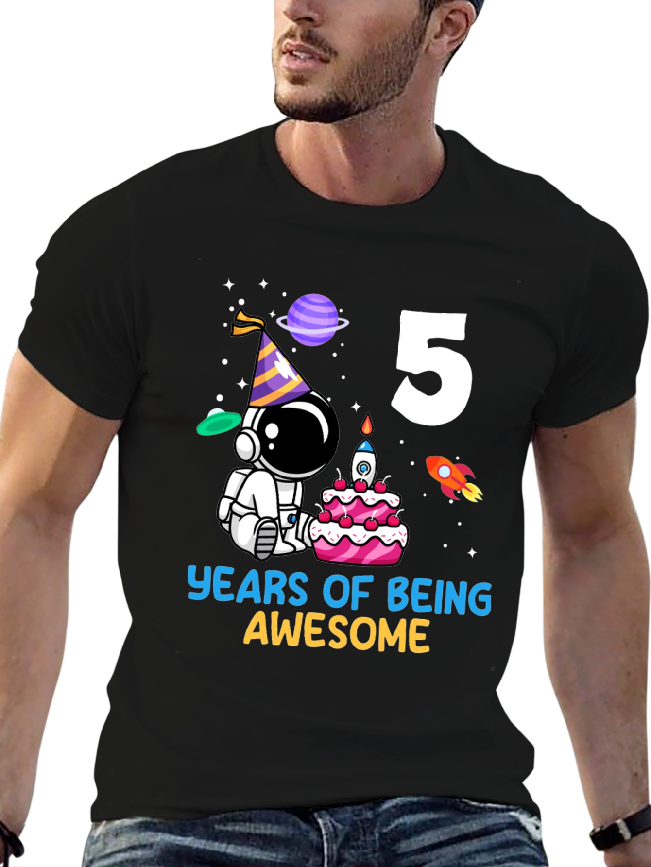 Kids 5th Birthday Astronaut T-Shirt