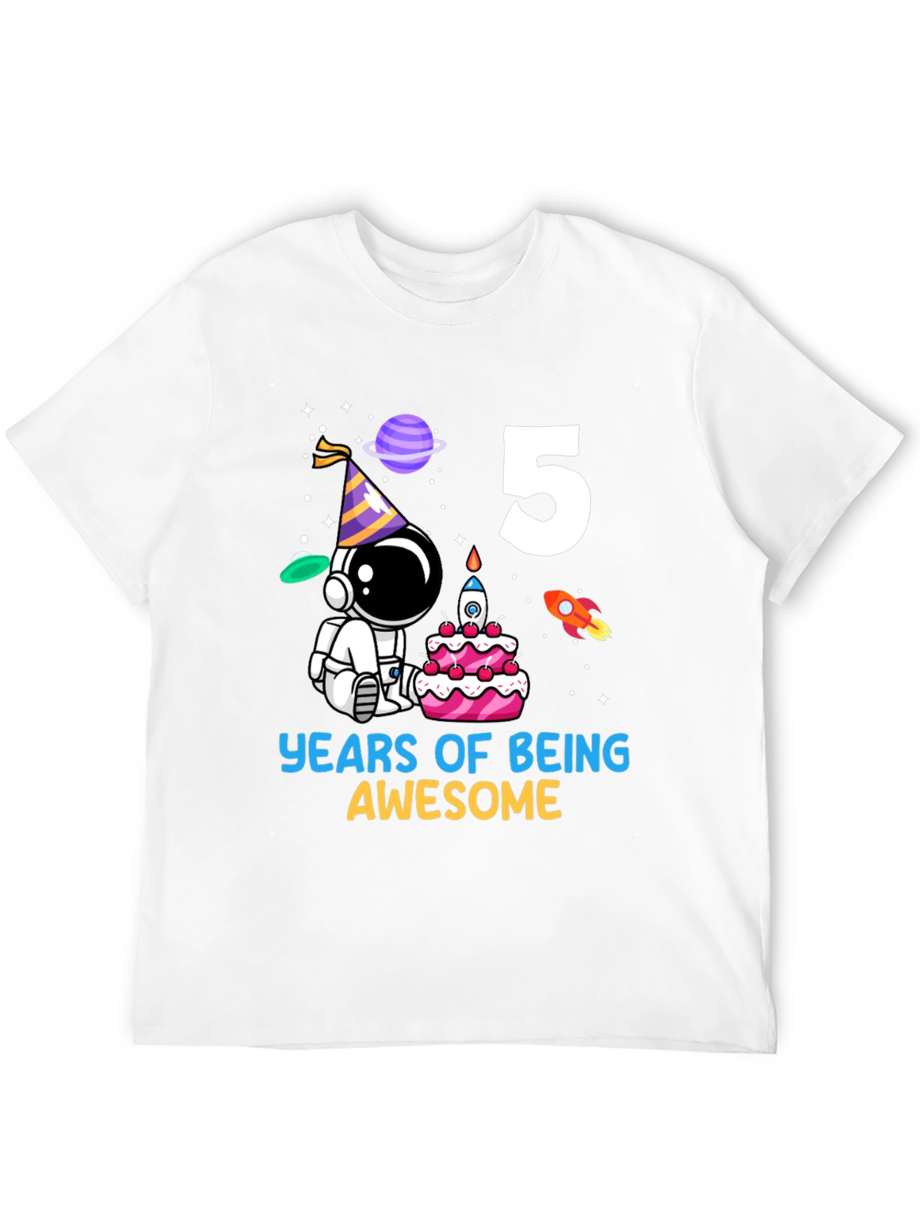 Kids 5th Birthday Astronaut T-Shirt