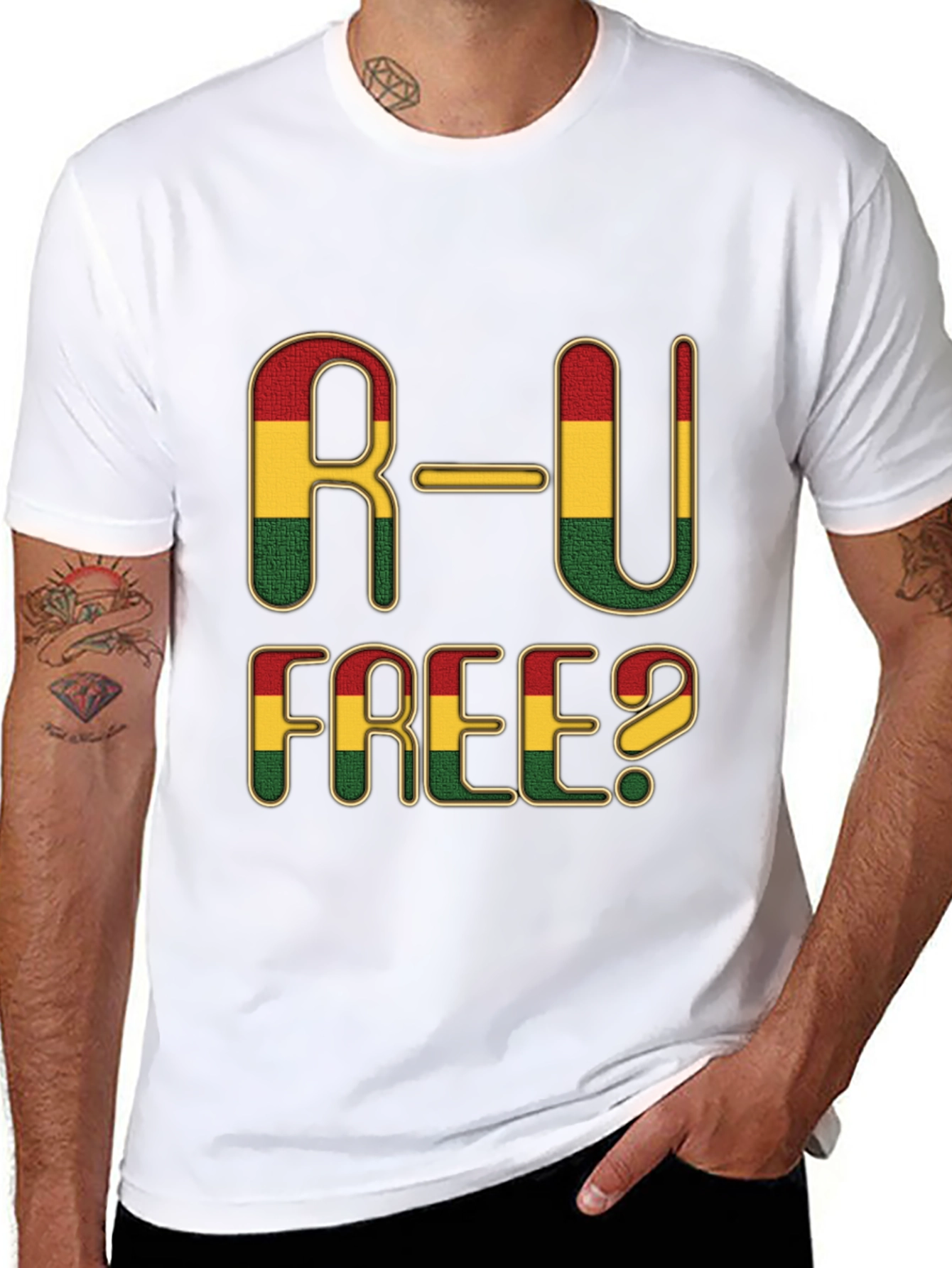 R-U Free? Rastafarian T-Shirt - Black Cotton Blend