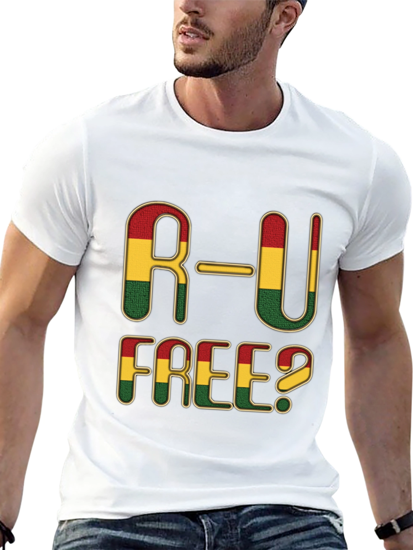 R-U Free? Rastafarian T-Shirt - Black Cotton Blend