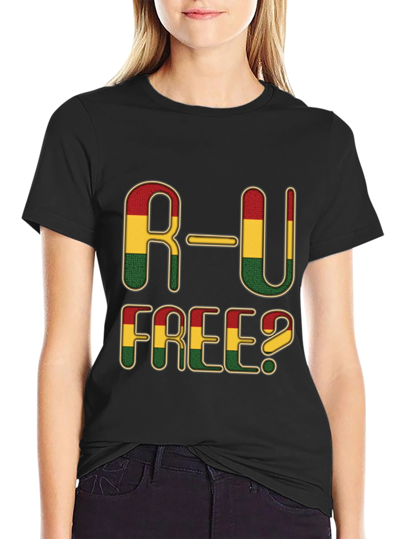 R-U Free? Rastafarian T-Shirt - Black Cotton Blend