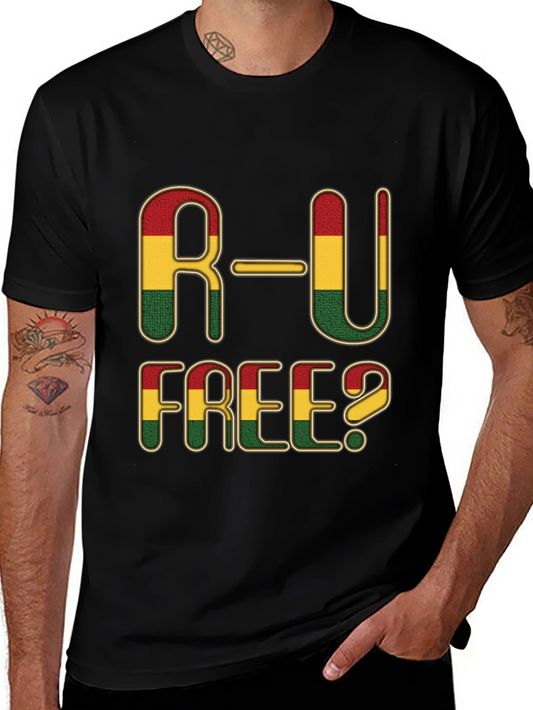 R-U Free? Rastafarian T-Shirt - Black Cotton Blend