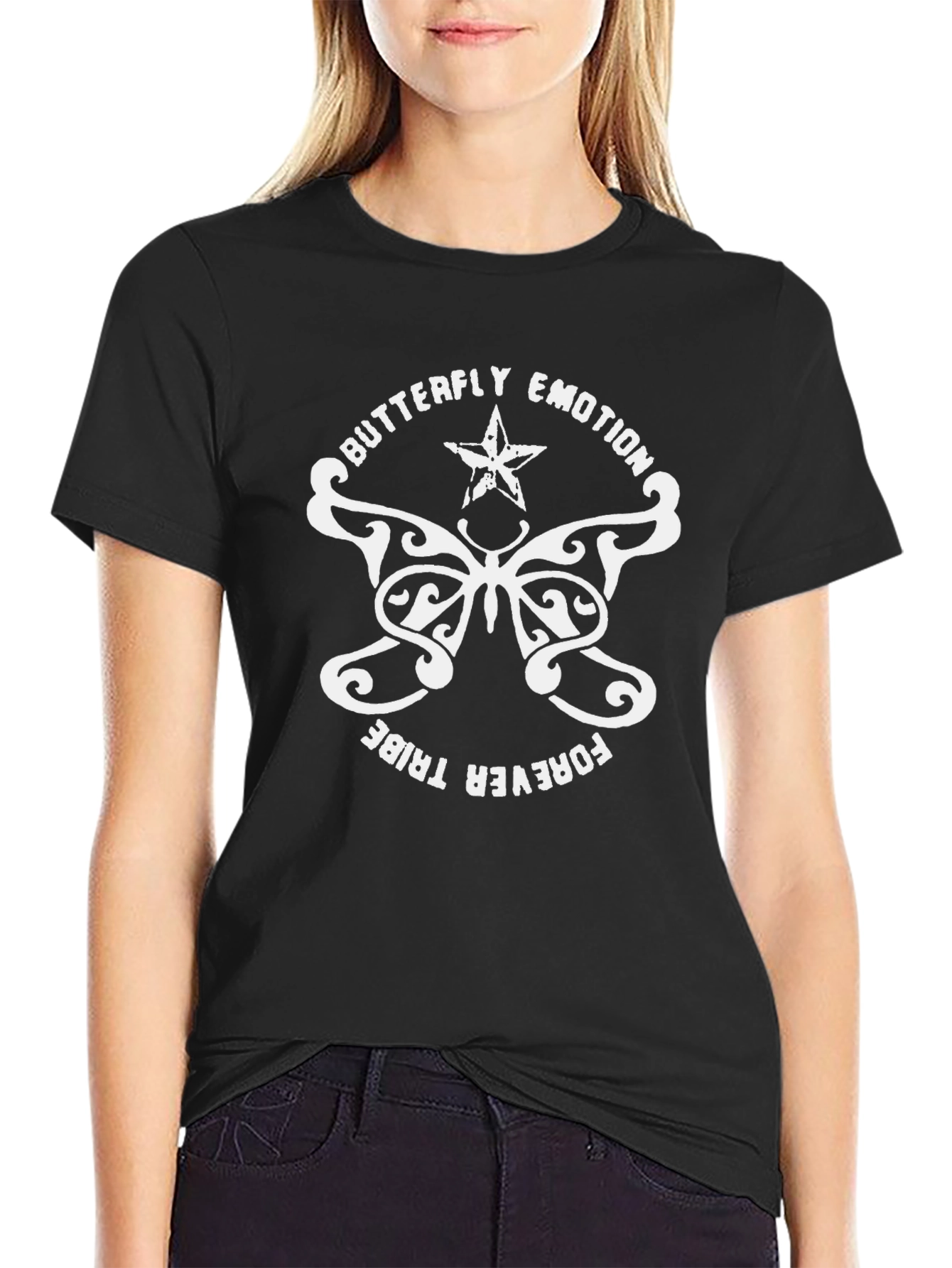 Butterfly Emotion Tribe Black Graphic Tee