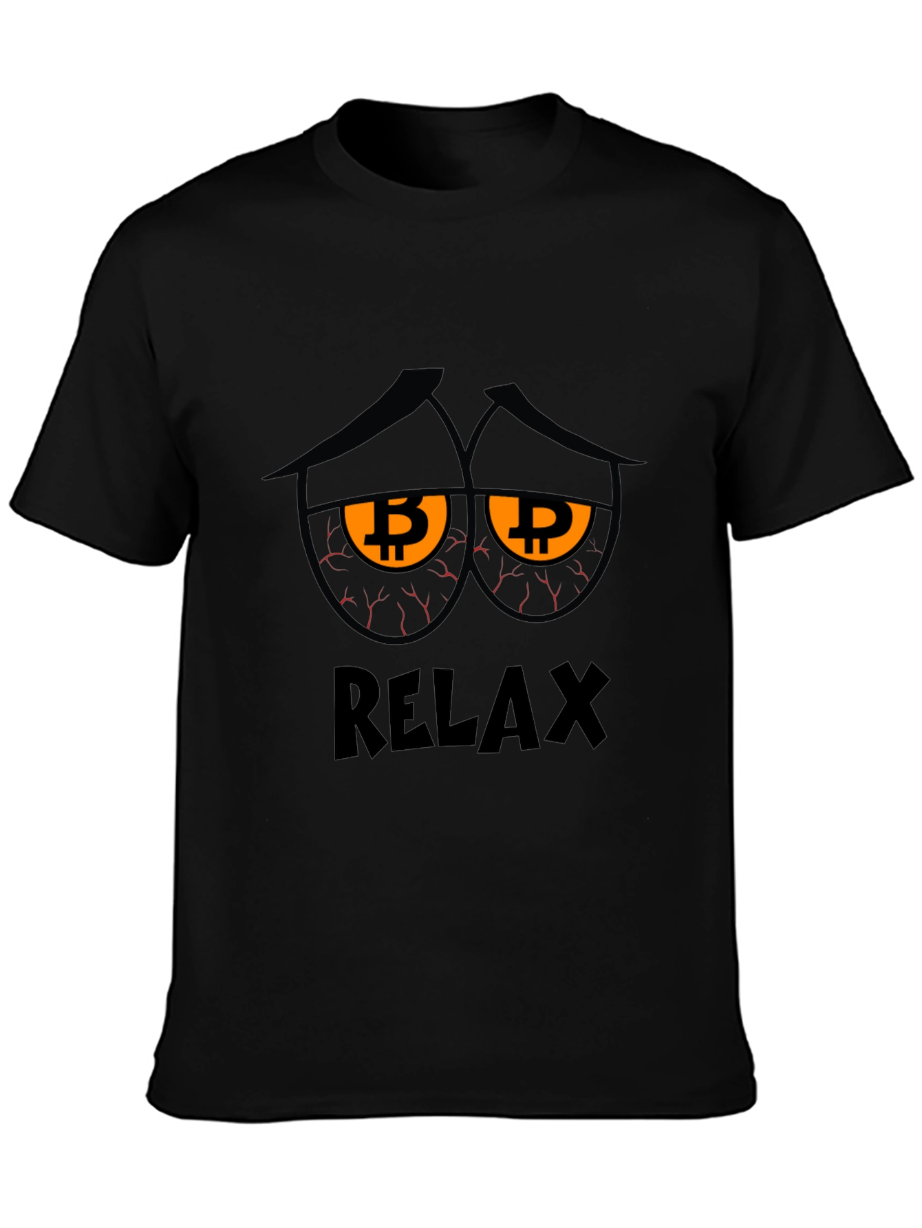 Relax Bitcoin Graphic Tee - Black Cotton Blend