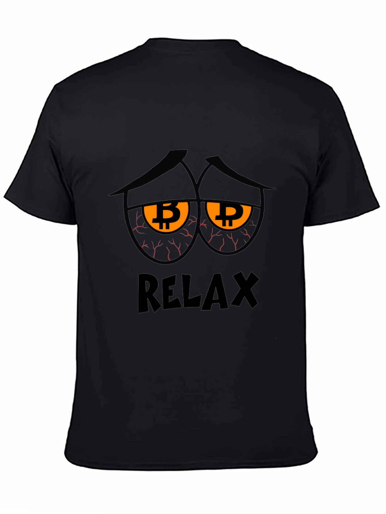 Relax Bitcoin Graphic Tee - Black Cotton Blend