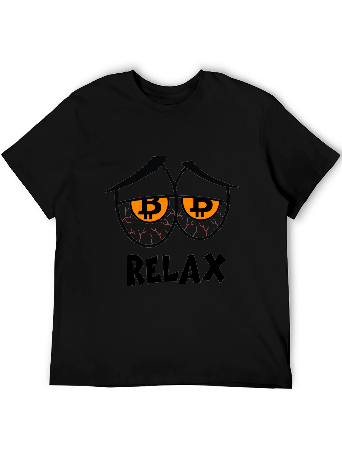 Relax Bitcoin Graphic Tee - Black Cotton Blend